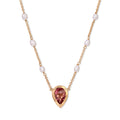 Pink Tourmaline Teardrop Vintage Pearl Necklace
