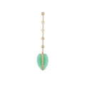 Pave Chrysoprase Leaf 5 Diamond Drop Stud Earring
