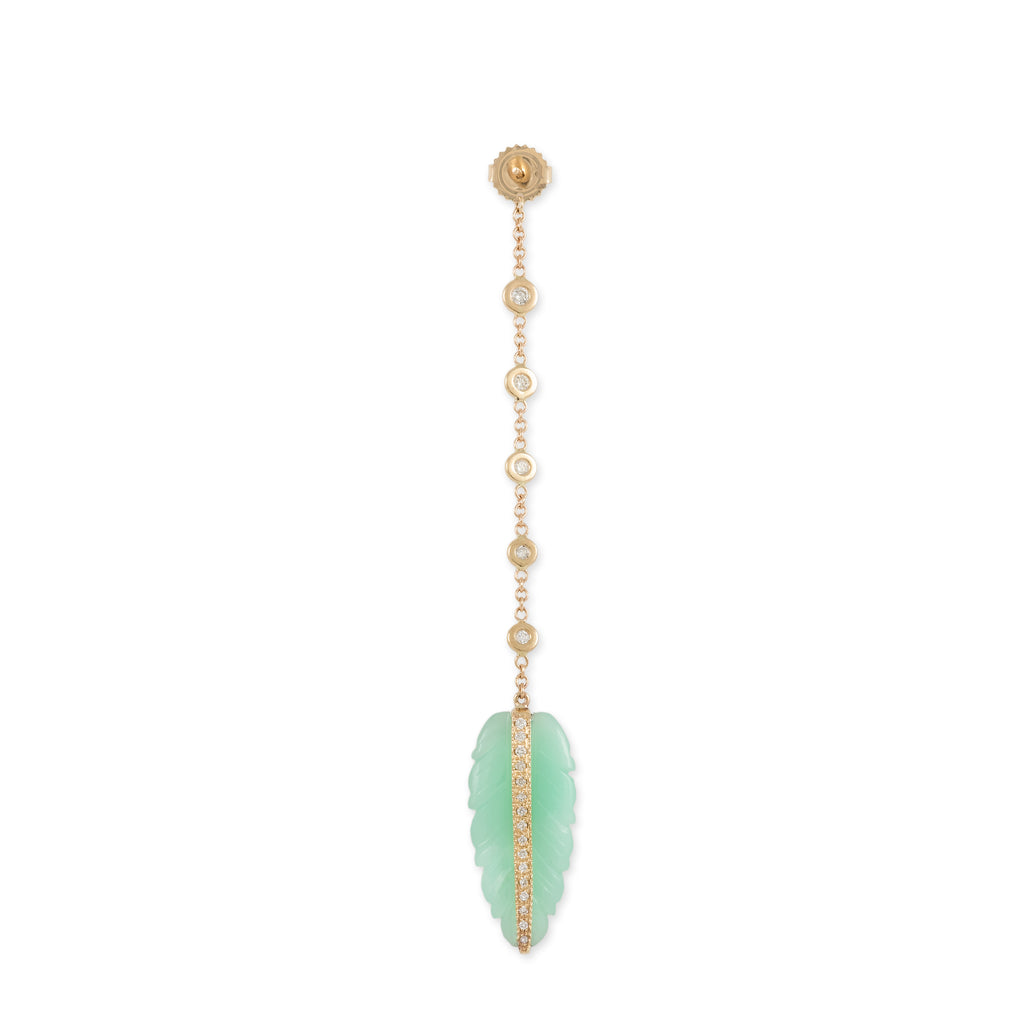 Pave Chrysoprase Leaf 5 Diamond Drop Earring Back