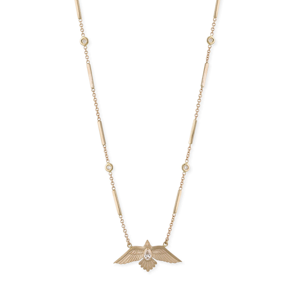 Teardrop Diamond Satin Thunderbird Necklace