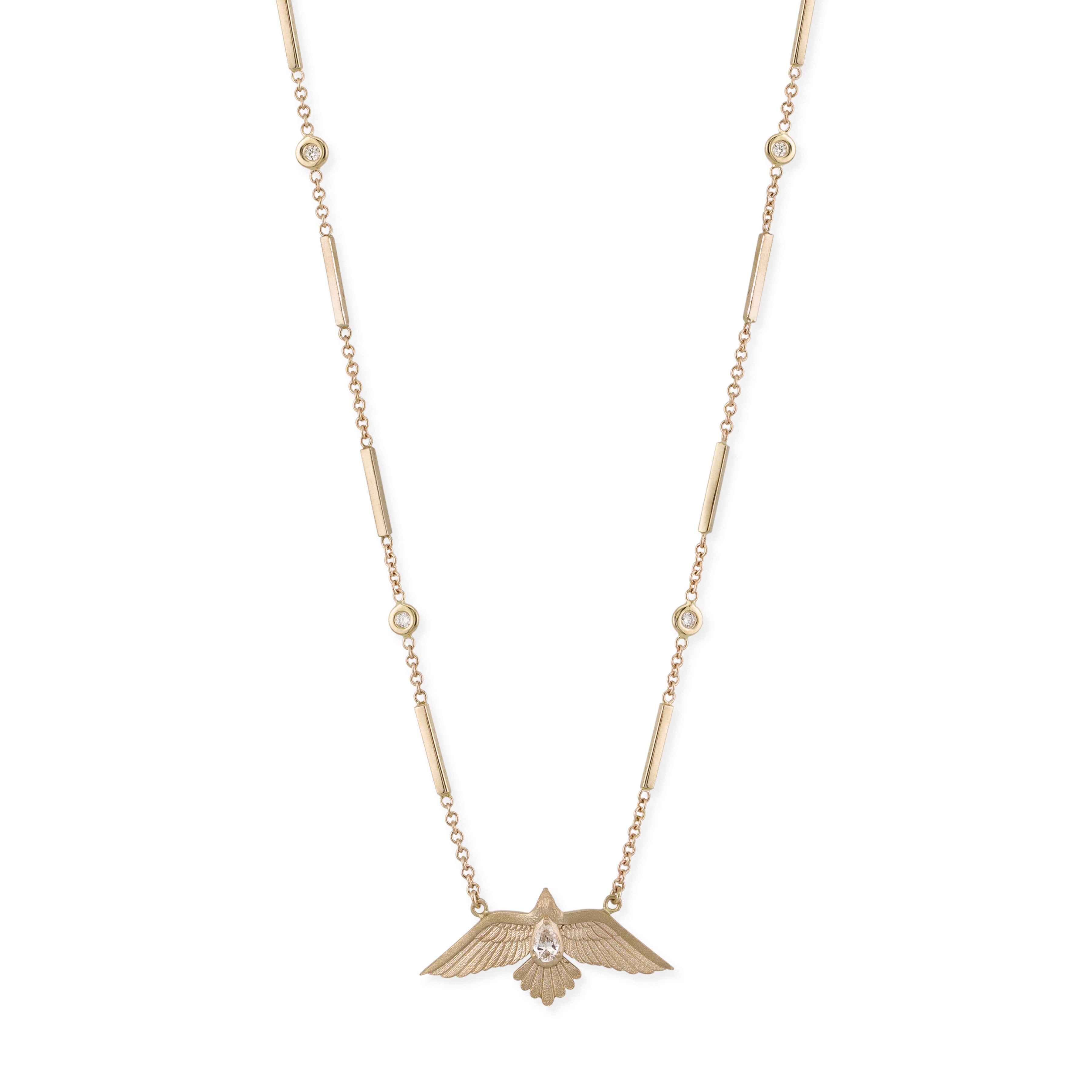 Teardrop Diamond Satin Thunderbird Necklace