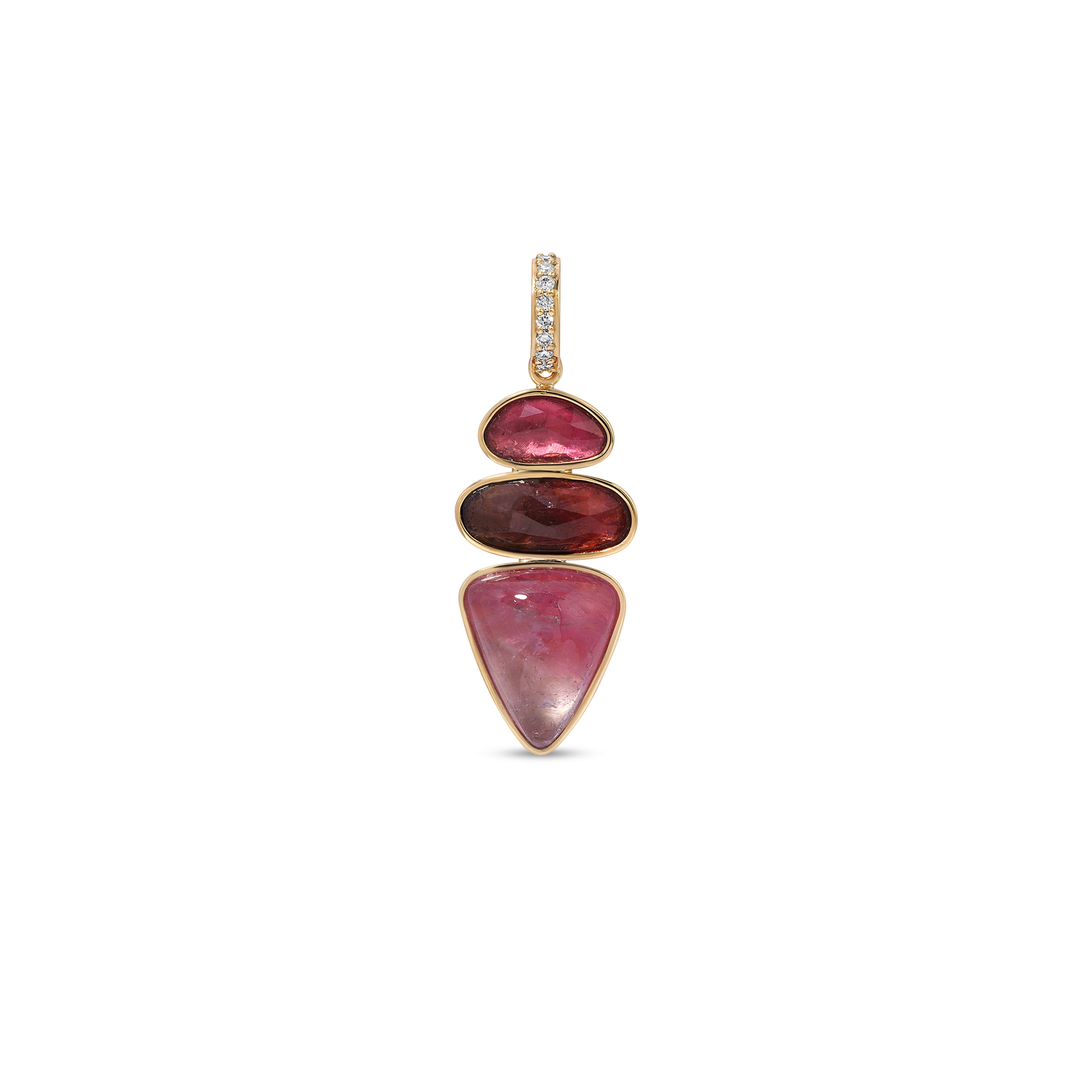 Pave Diamond Pink Tourmaline Triple Step Charm