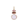 Pave Diamond Pink Tourmaline + Carved Shell Triple Step Charm