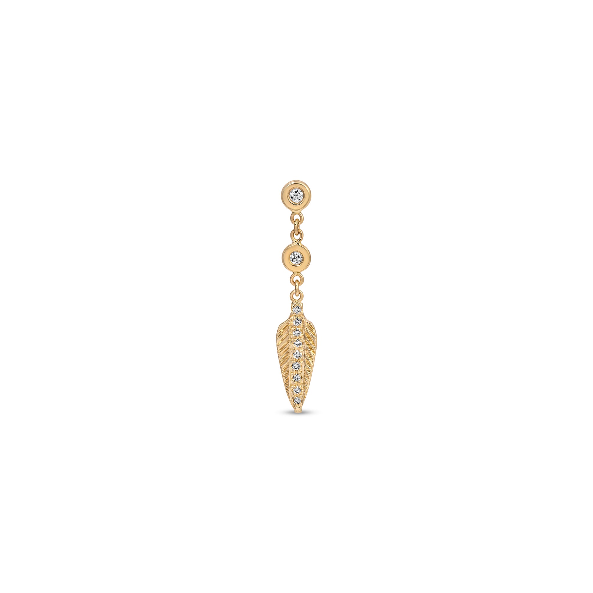 2 Diamond Pave Baby Feather Drop Stud