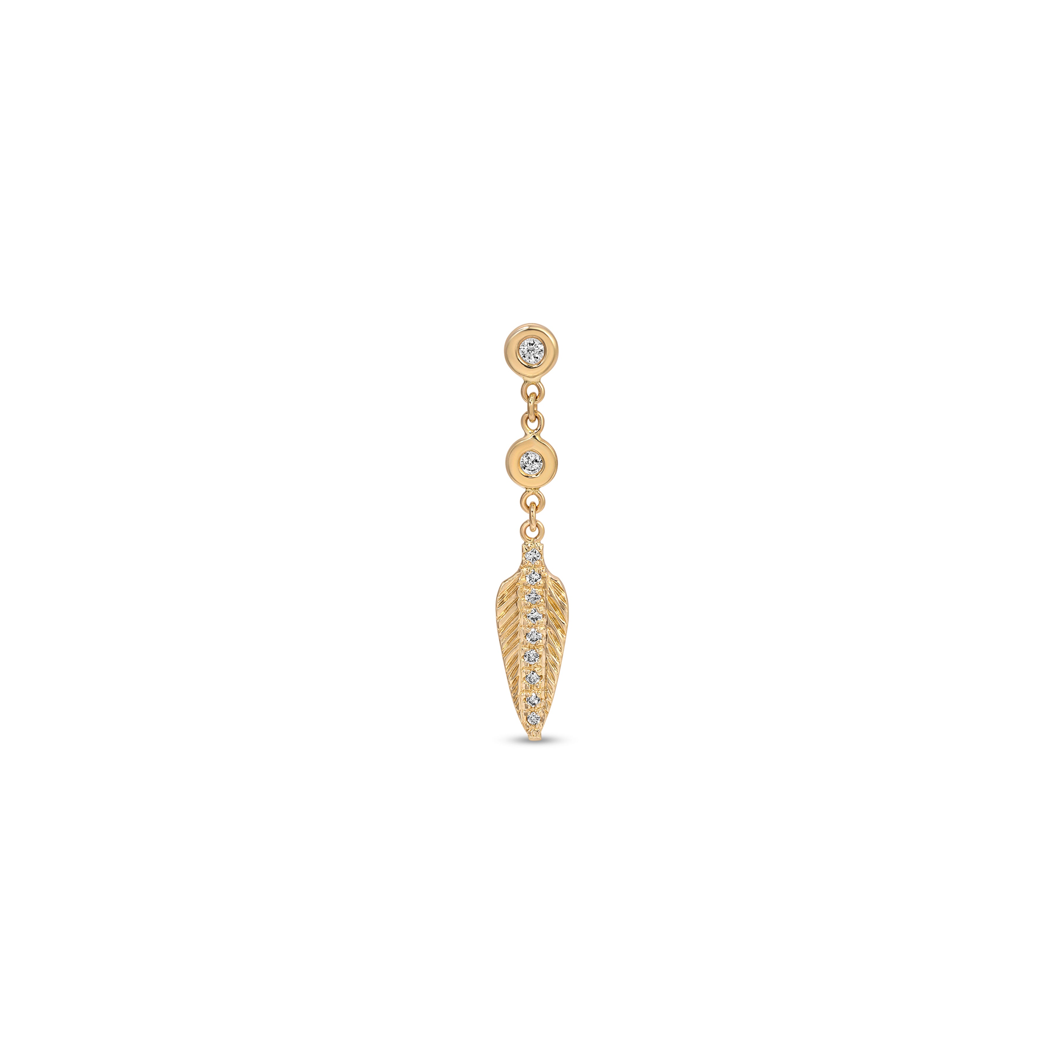2 Diamond Pave Baby Feather Drop Stud