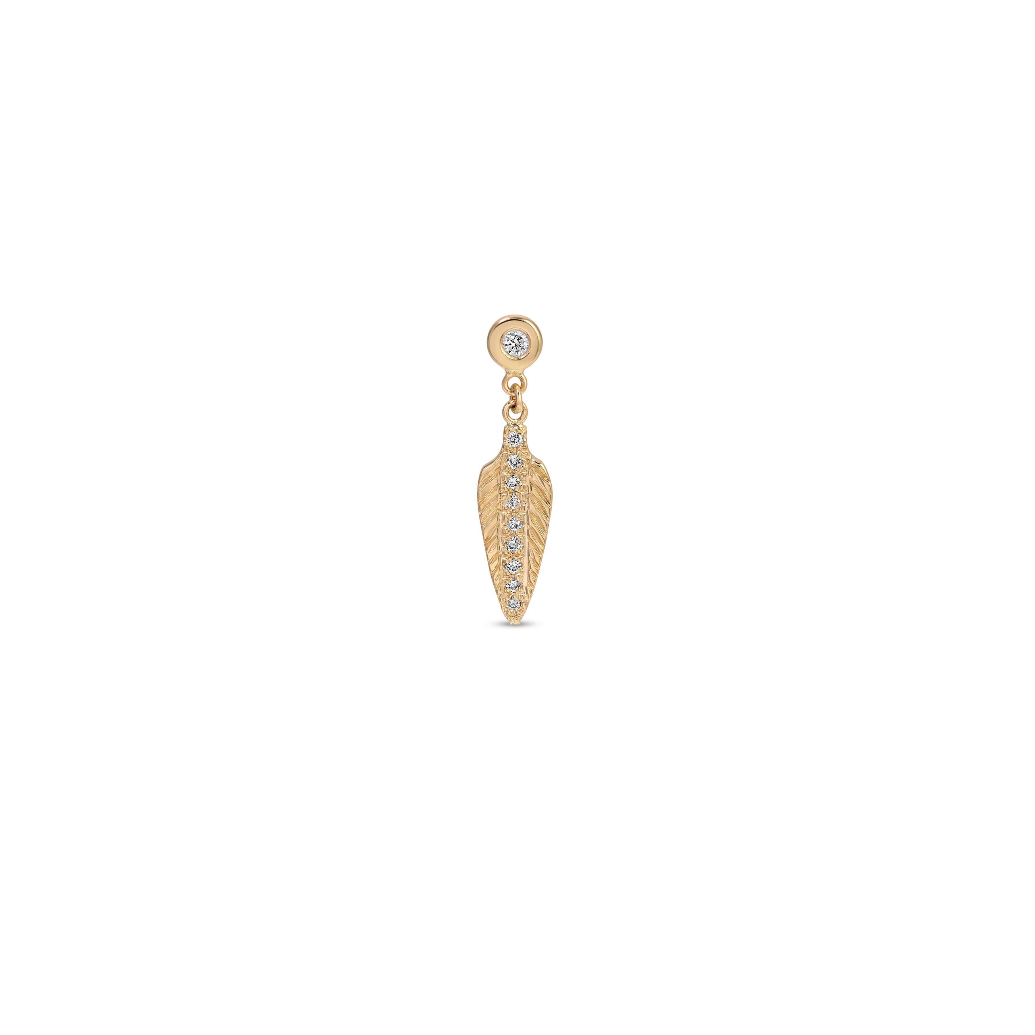 Pave Diamond Baby Feather Drop Stud