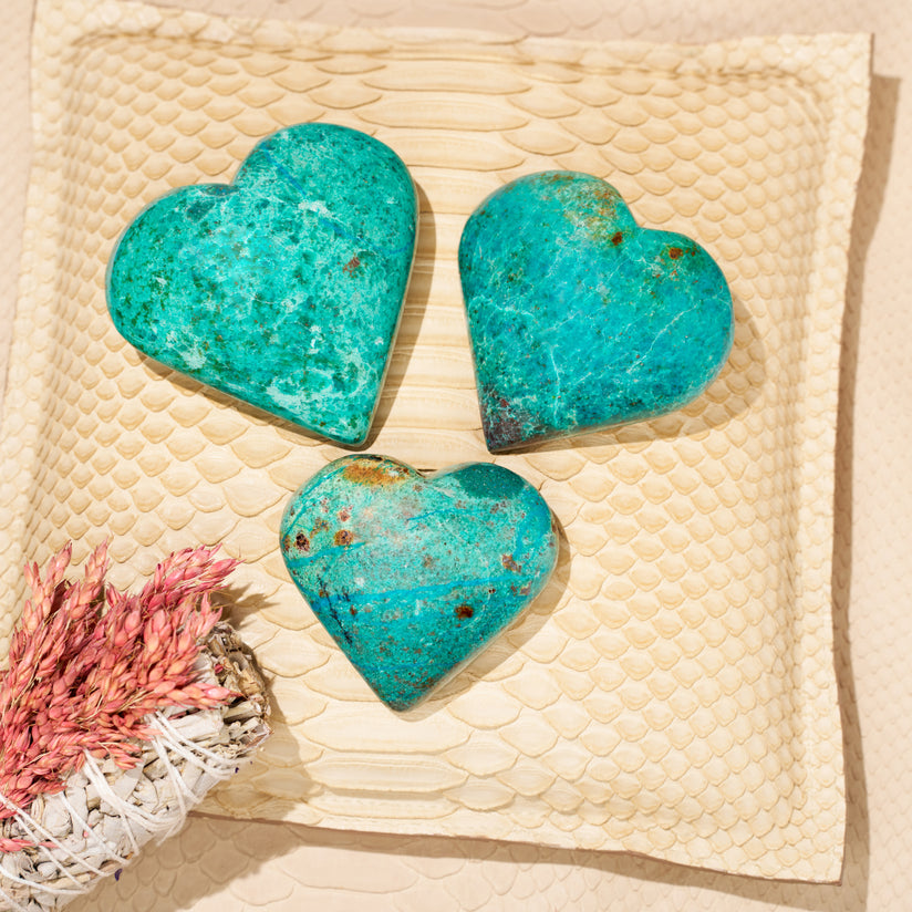 CHRYSOCOLLA HEART TRIO