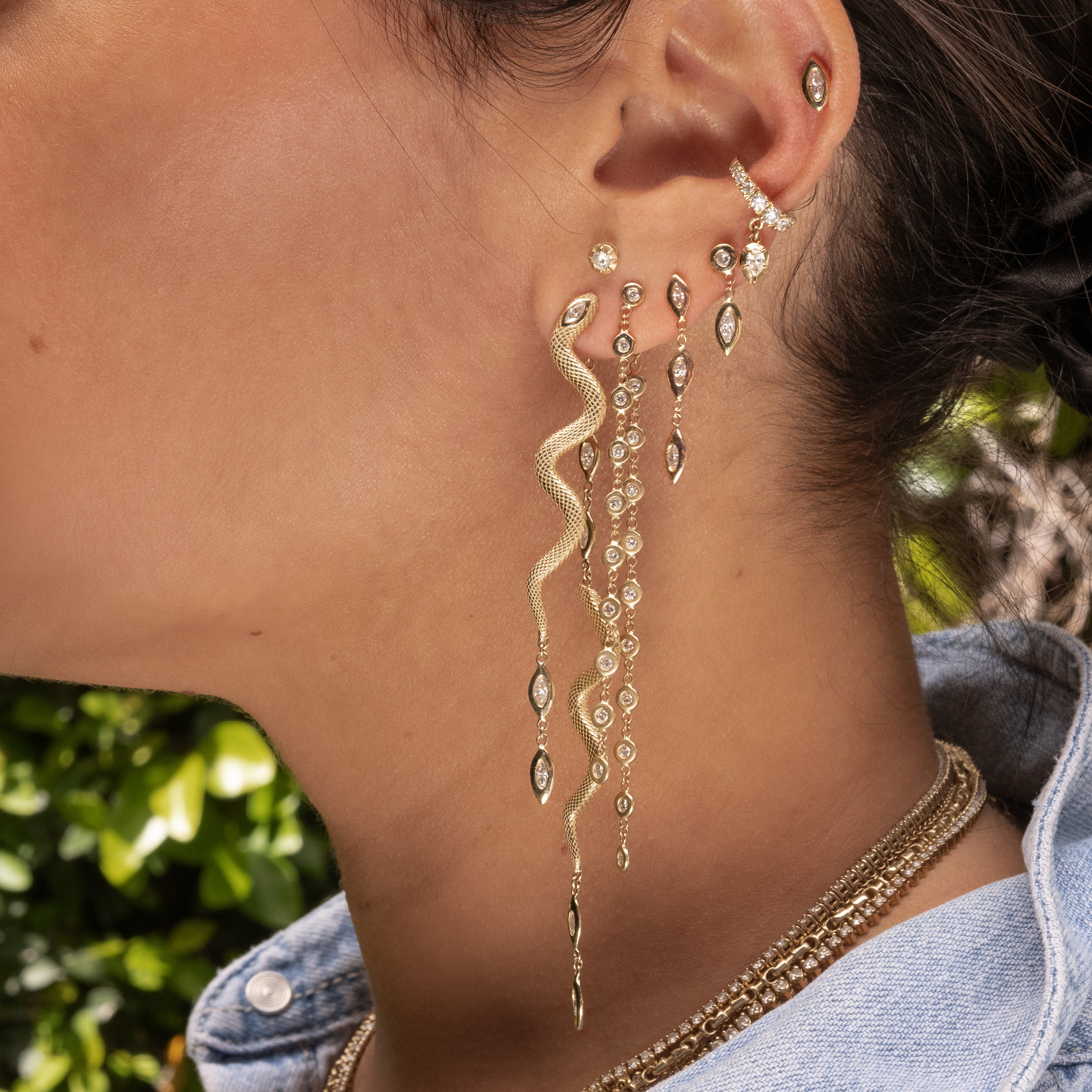 Upside Down Teardrop Sophia Diamond Shaker Pave Ear Cuff