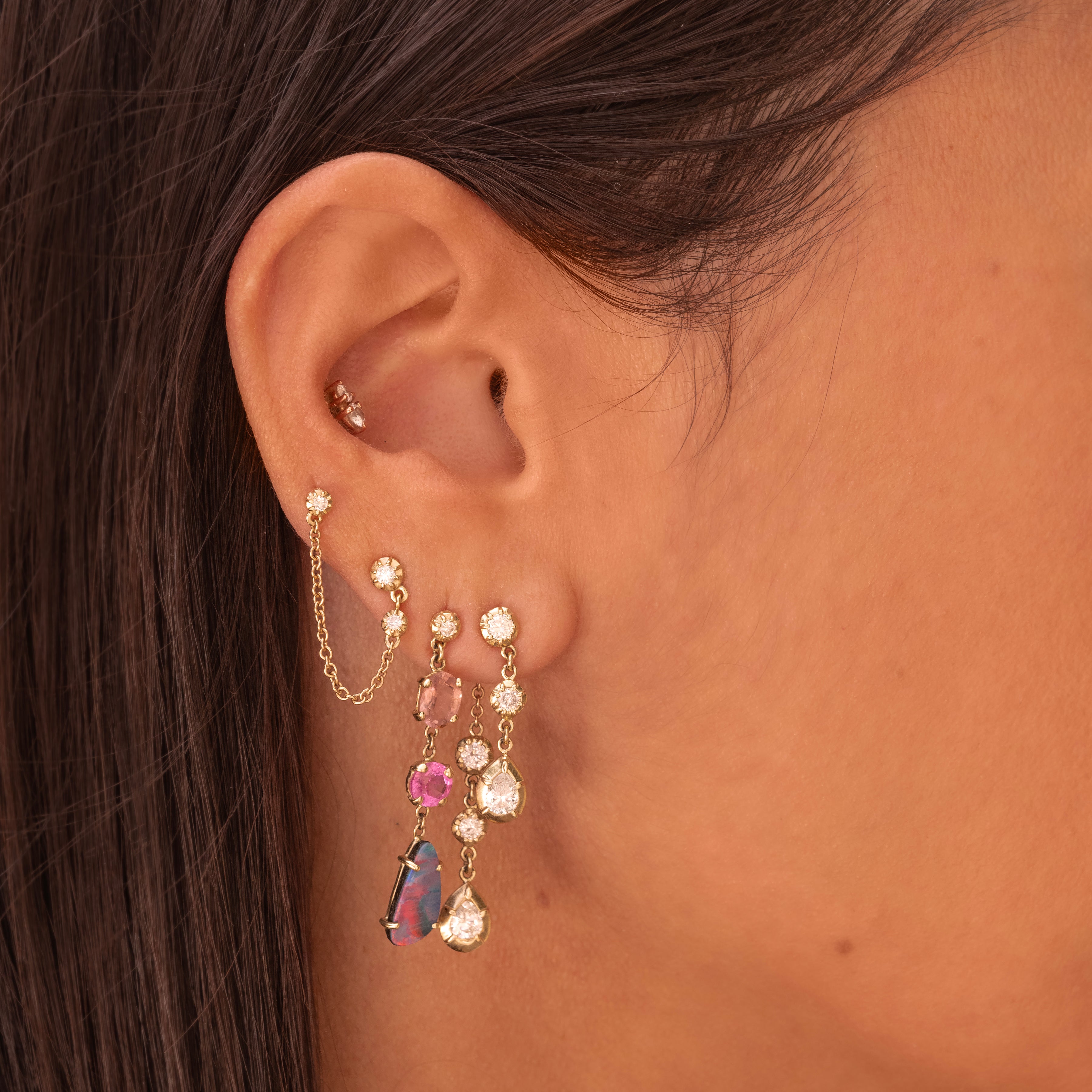 SOPHIA 2 +1 DIAMOND TEARDROP DROP STUD