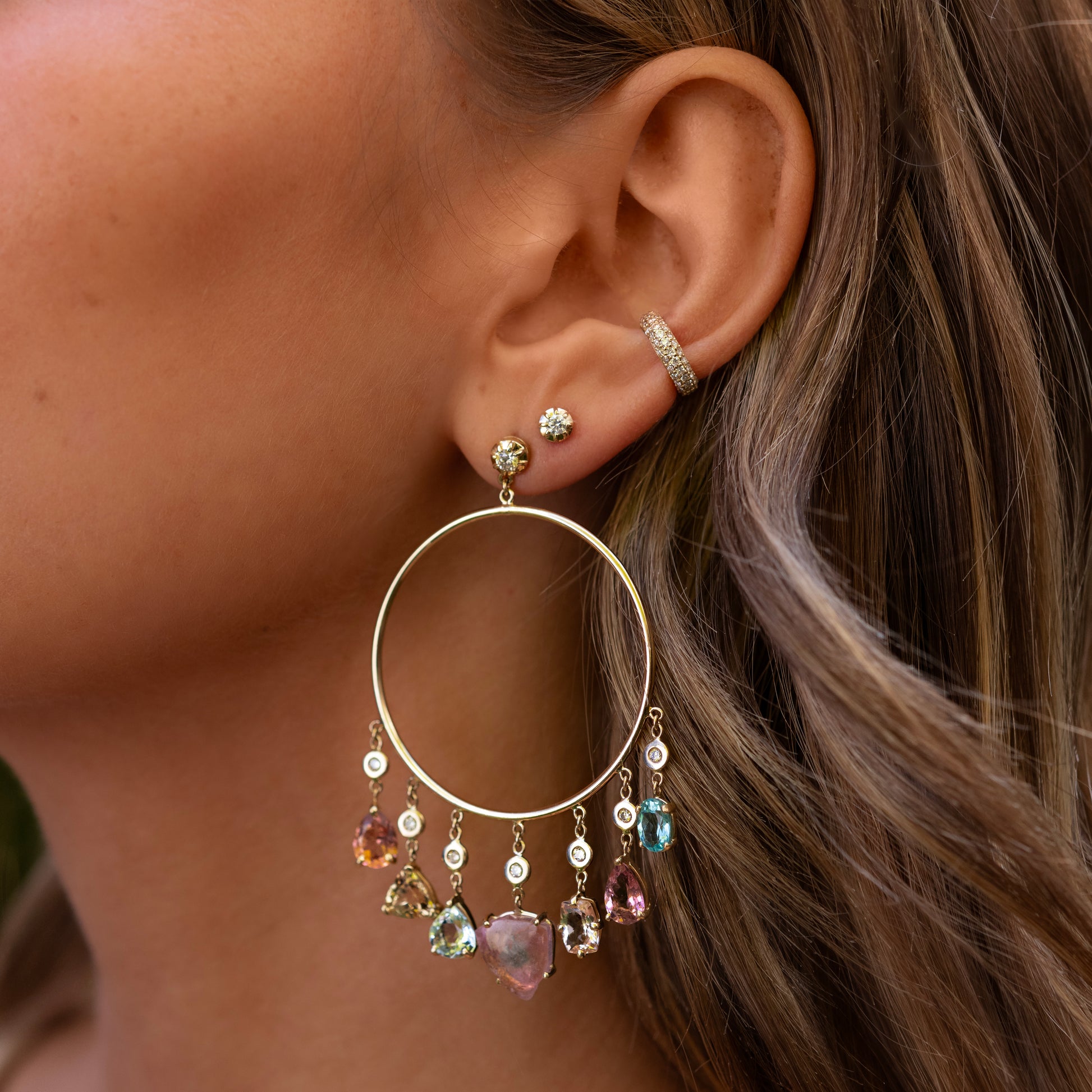 Gemstone Shaker Front Facing Hoops