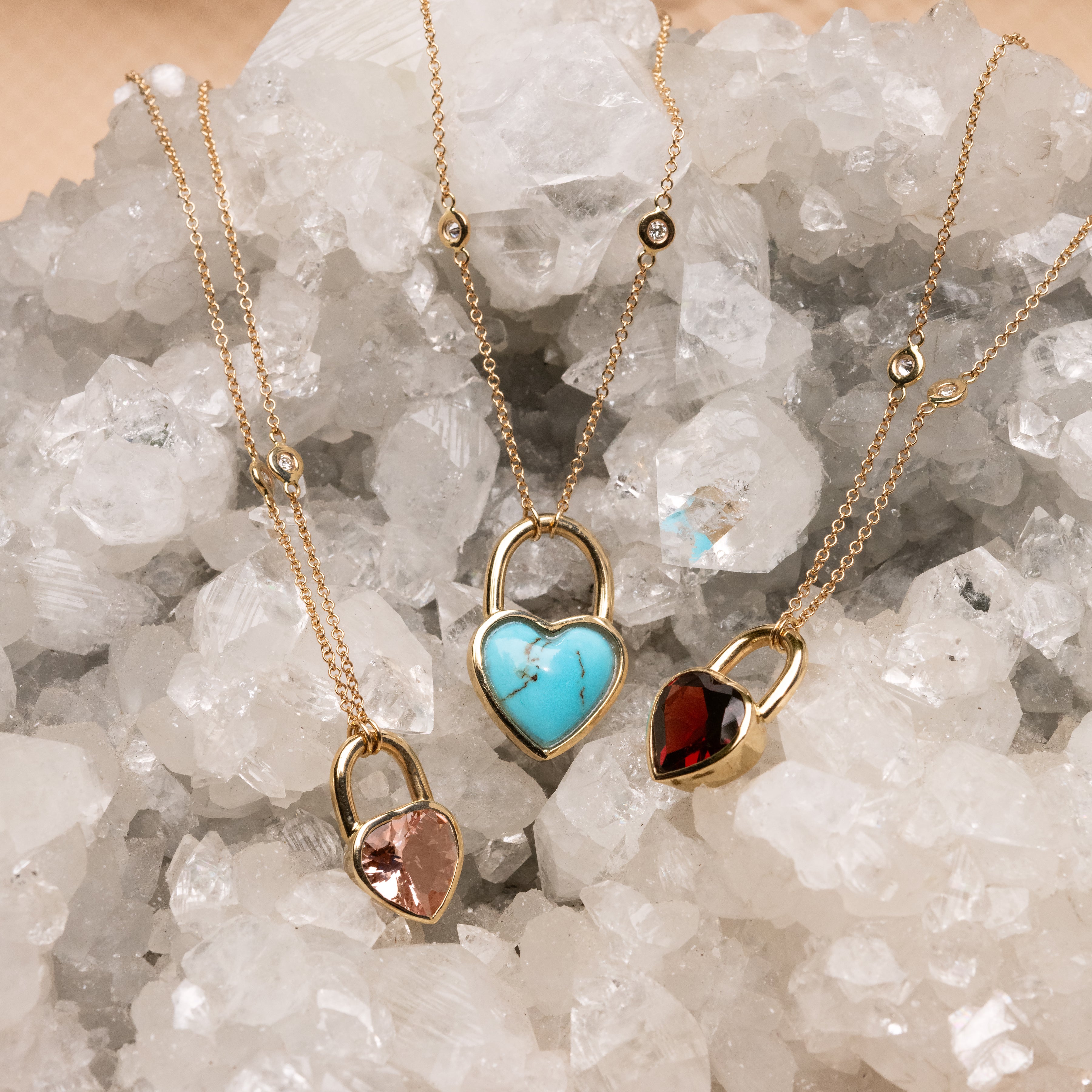 TURQUOISE HEART LOCK NECKLACE