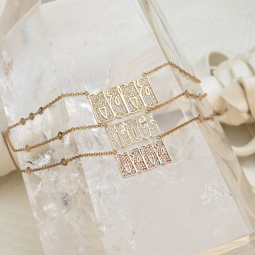 Pave Diamond Small "Mama" Necklace