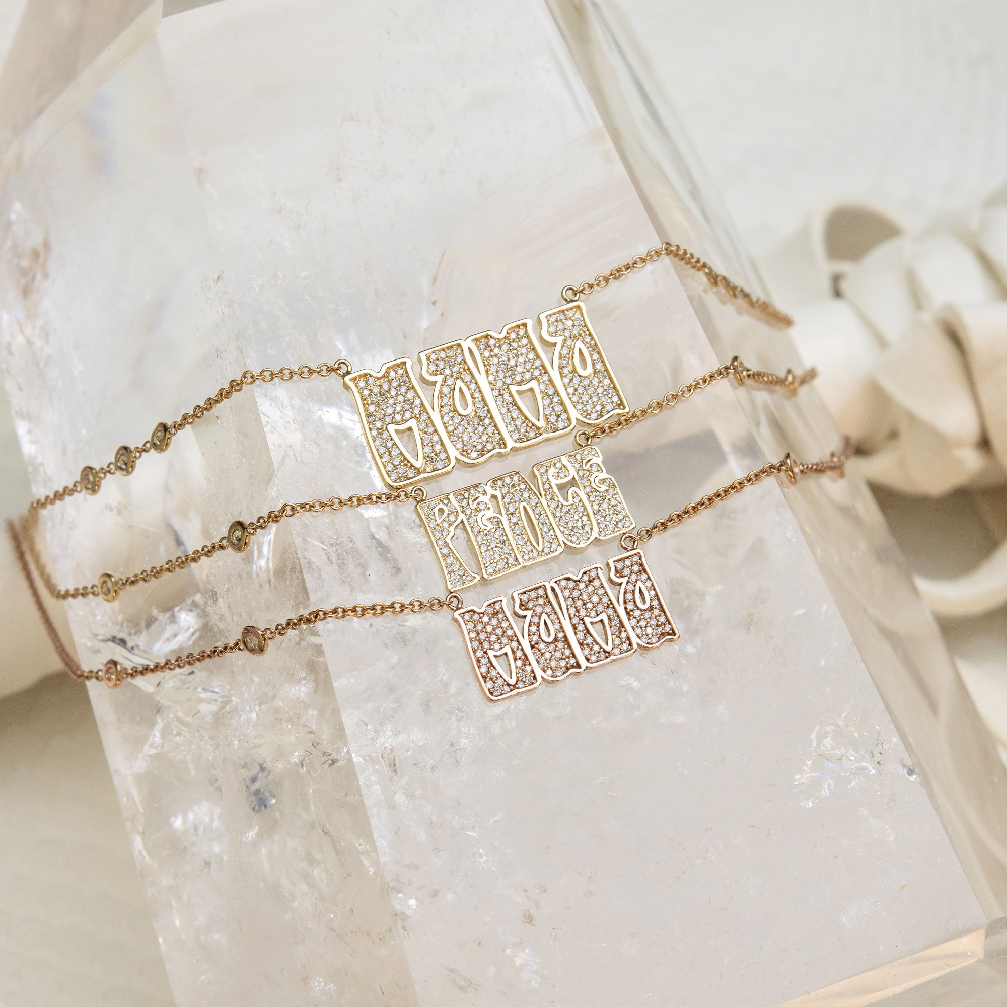 Pave Diamond Small "Mama" Necklace
