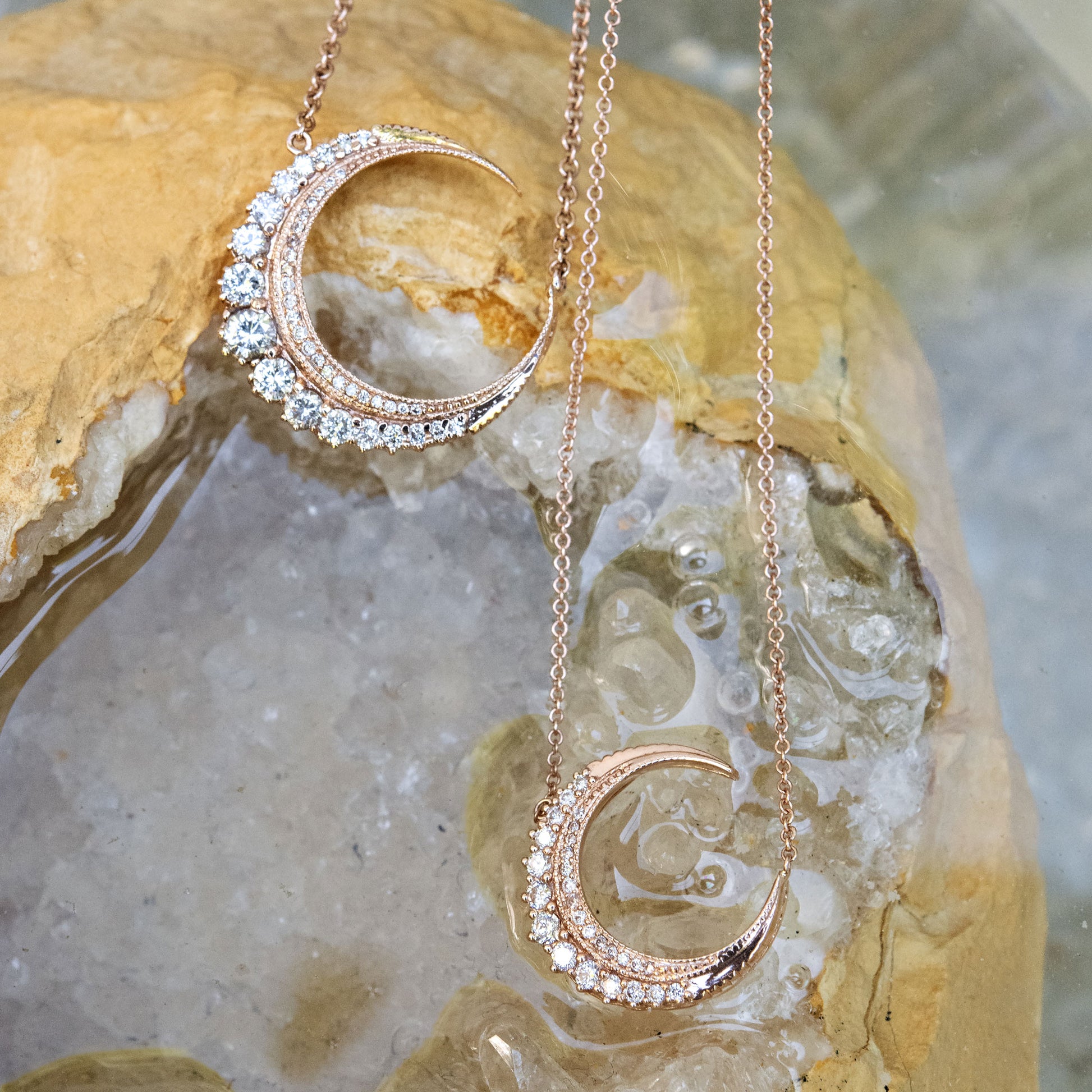 Large Diamond Crescent Moon Necklace