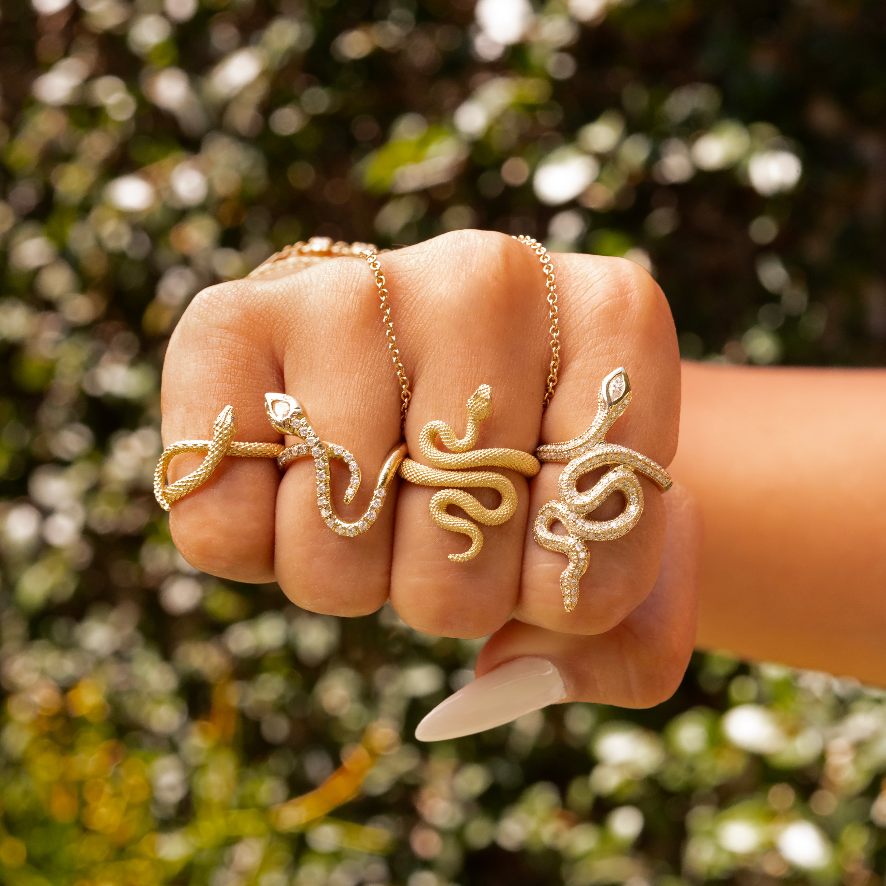 Full Pave Marquise Diamond Head Snake Ring