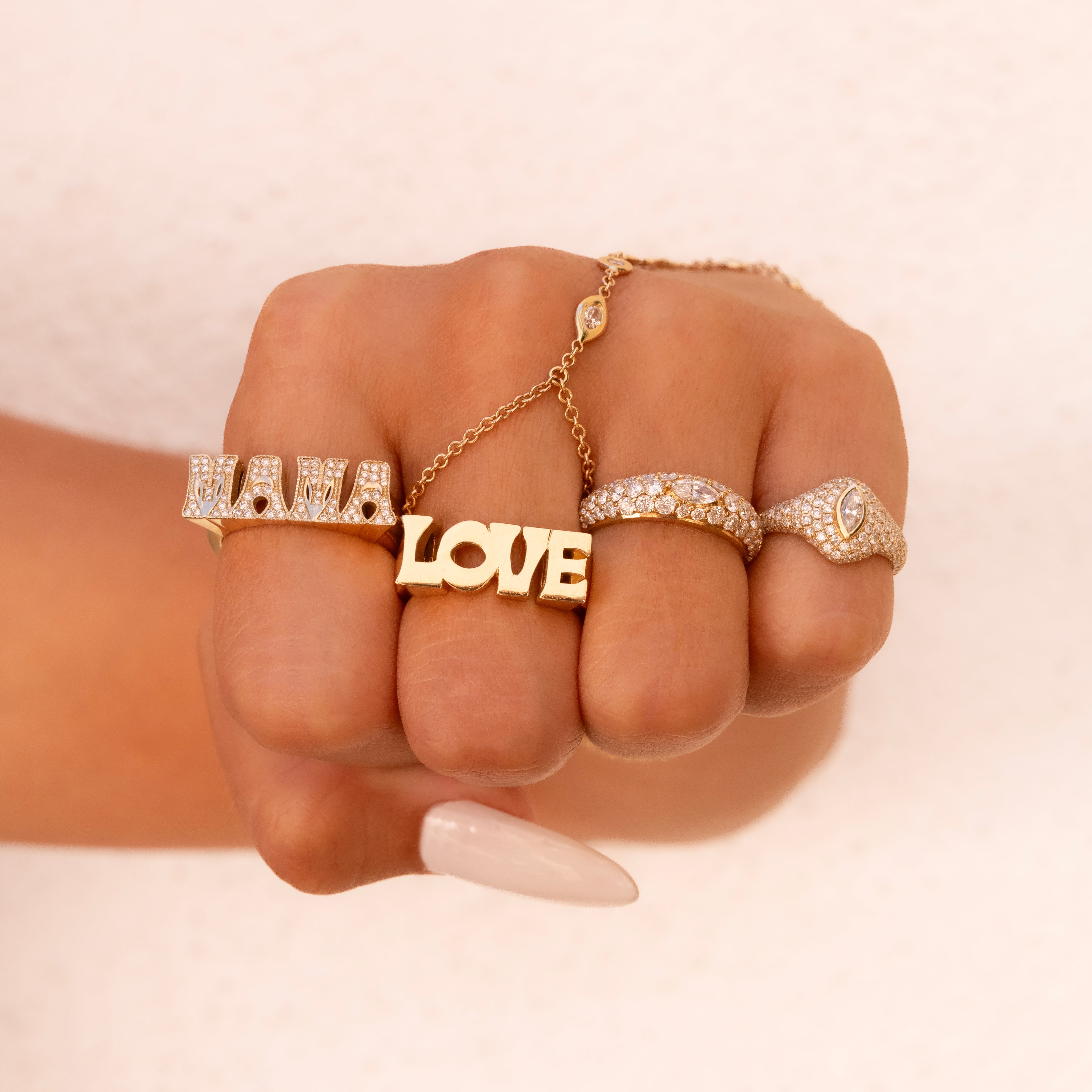 Pave Diamond Fuck & Love Groovy Ring