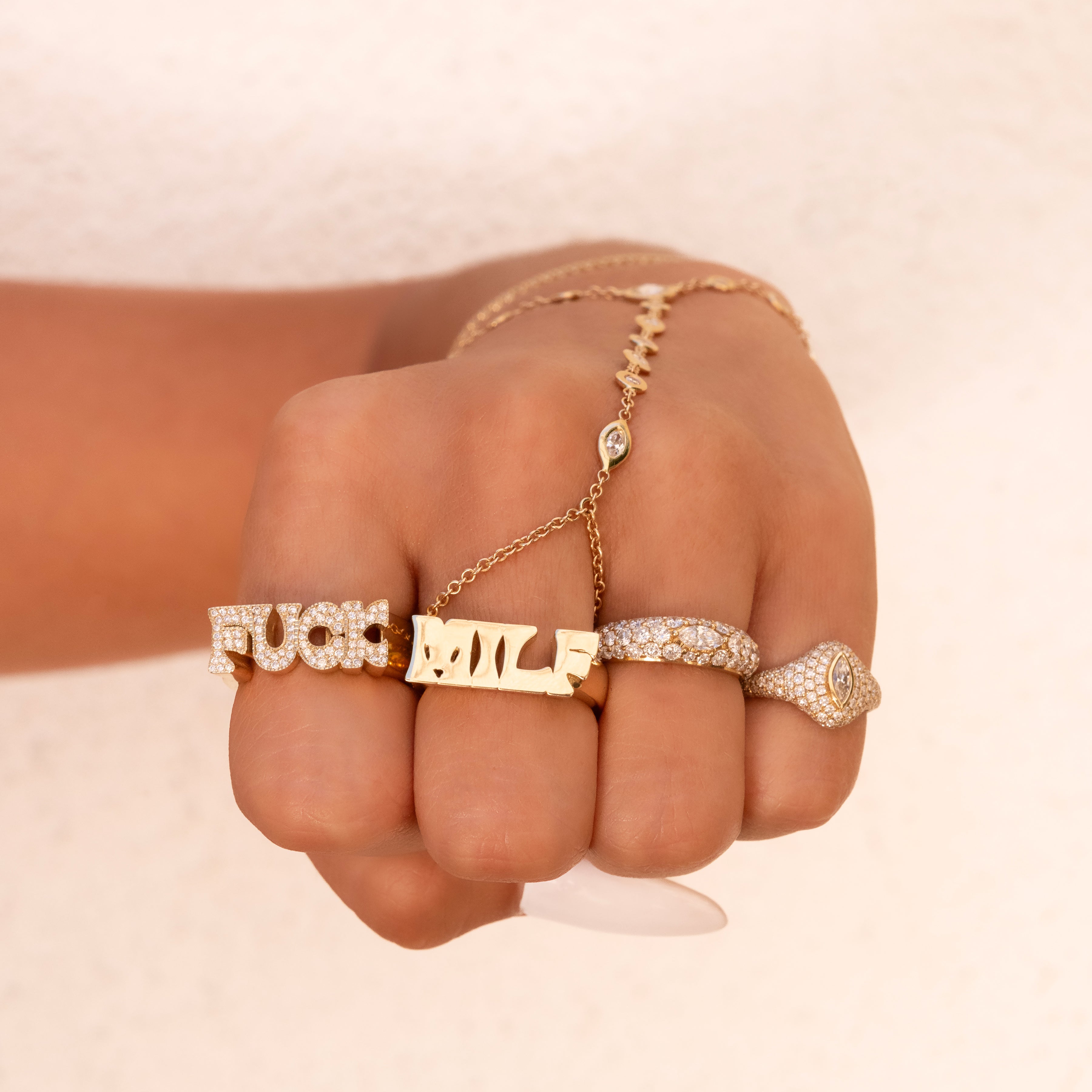 Pave Diamond Mama & Milf Groovy Ring