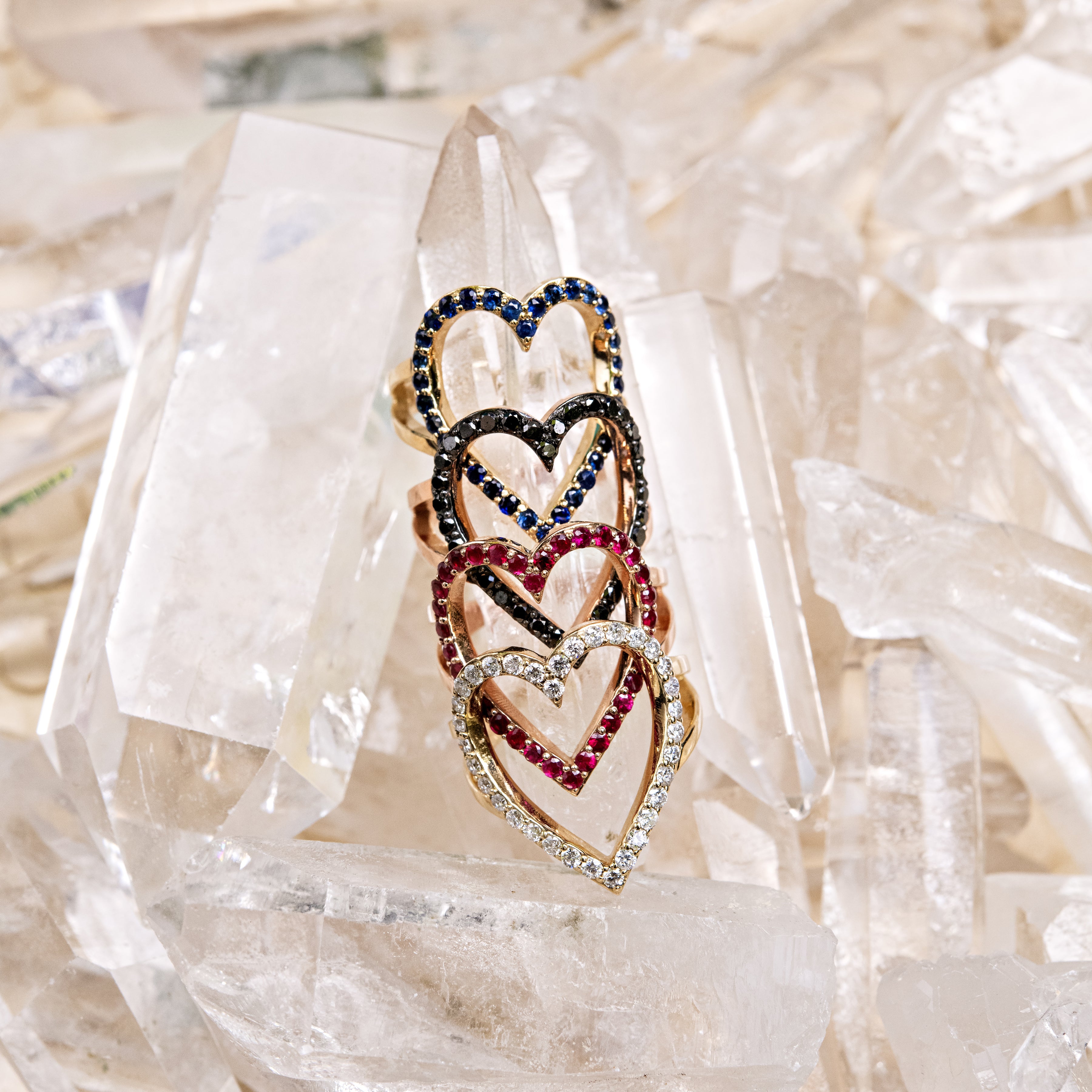 Pave Black Diamond Outline Heart Ring