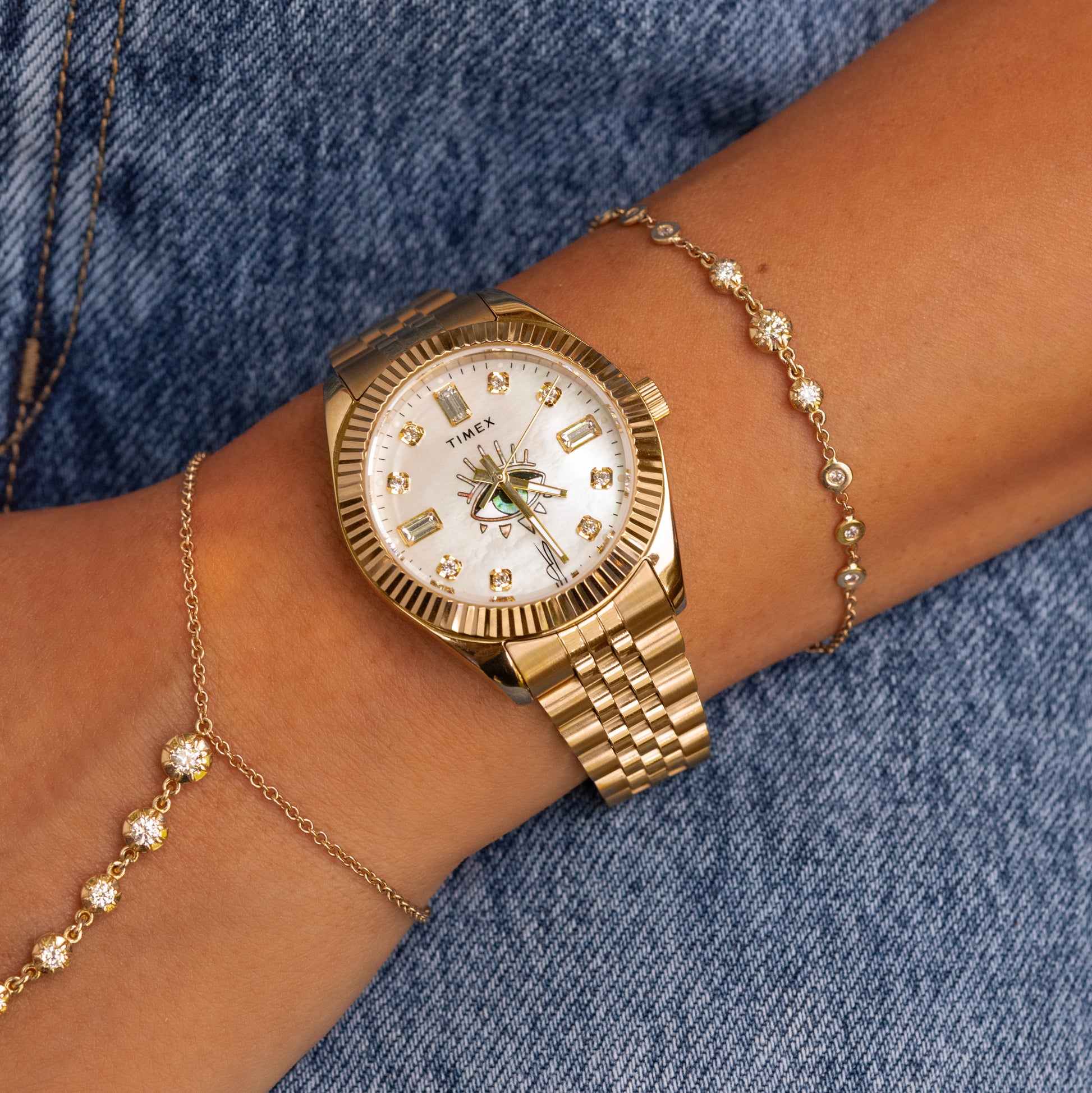TIMEX X JA LEGACY INTUITION WATCH MOTHER OF PEARL