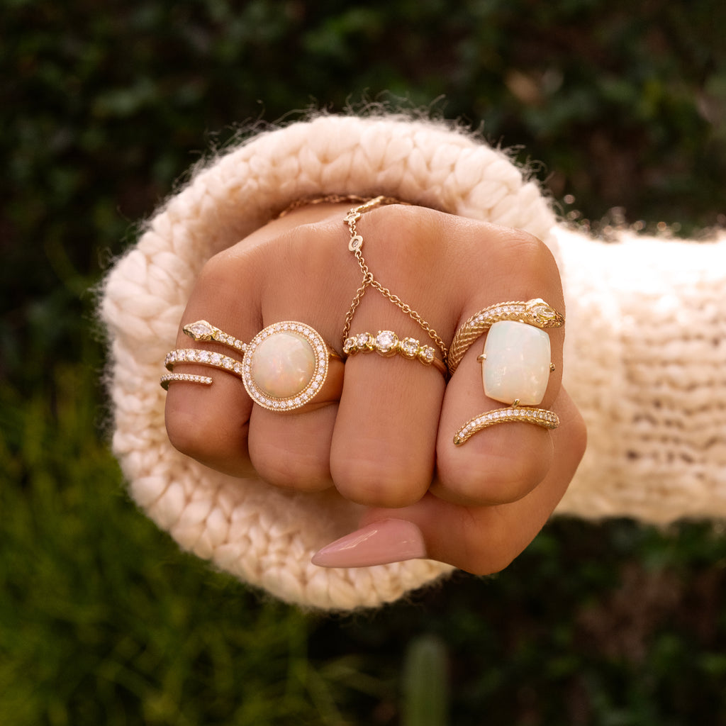 PAVE ROUND OPAL RING