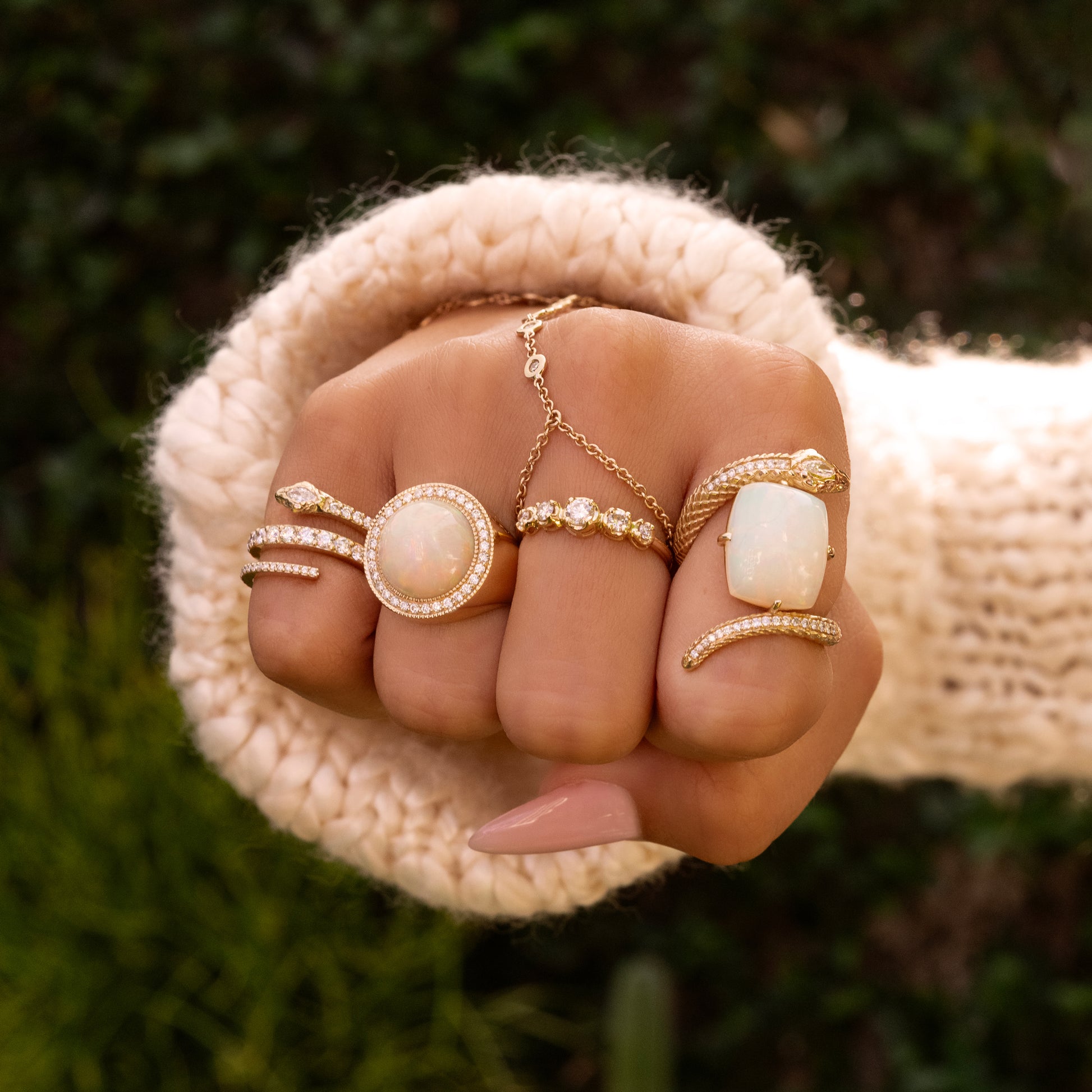 PAVE ROUND OPAL RING