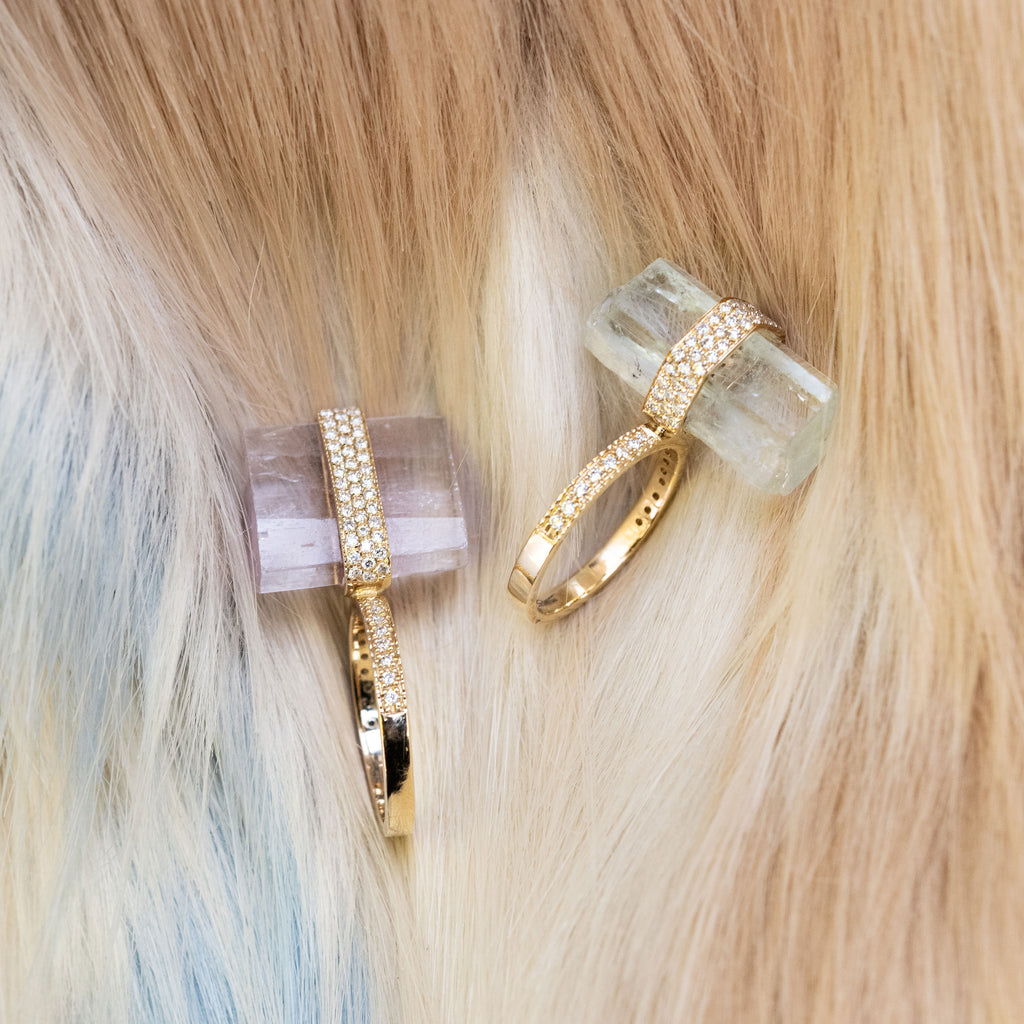 Pave Diamond Raw Aquamarine Ring