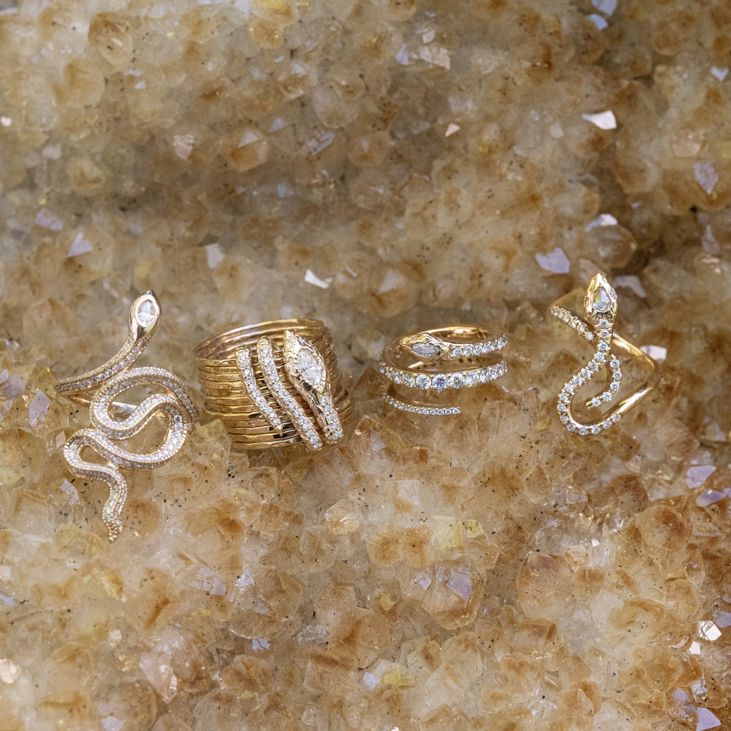 Marquise Diamond Head Graduated Pave Coil Snake Ring