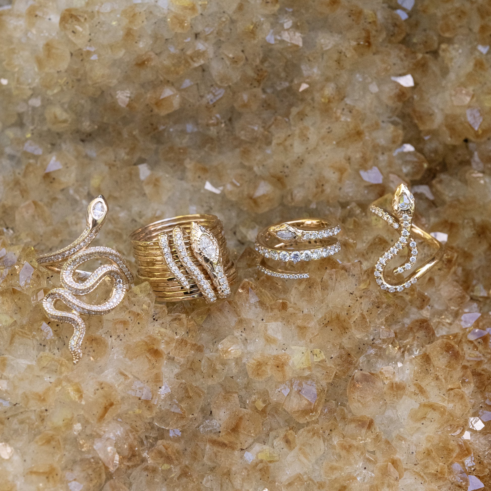 Marquise Diamond Head Graduated Pave Coil Snake Ring