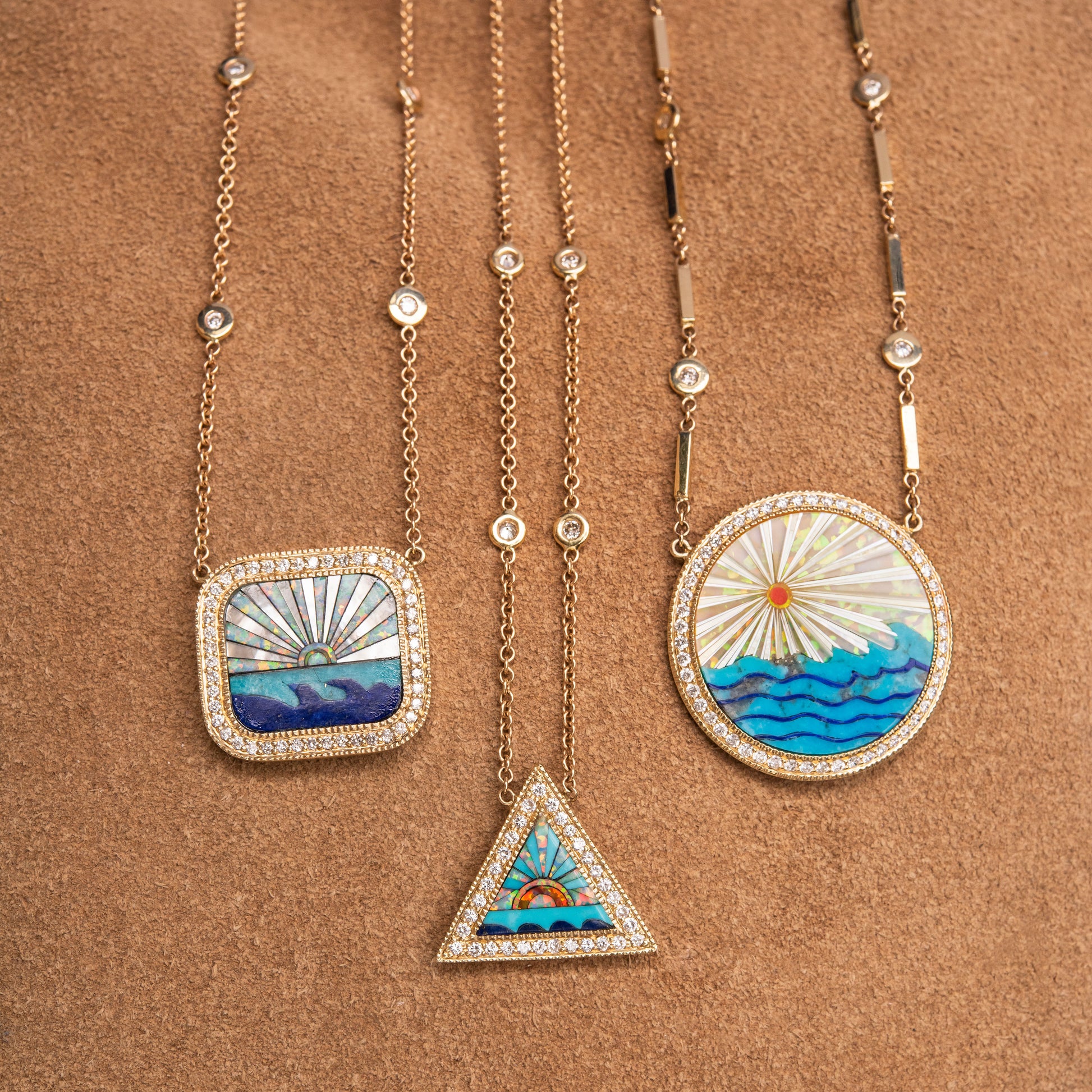 Pave Sunshine Triangle Inlay Necklace