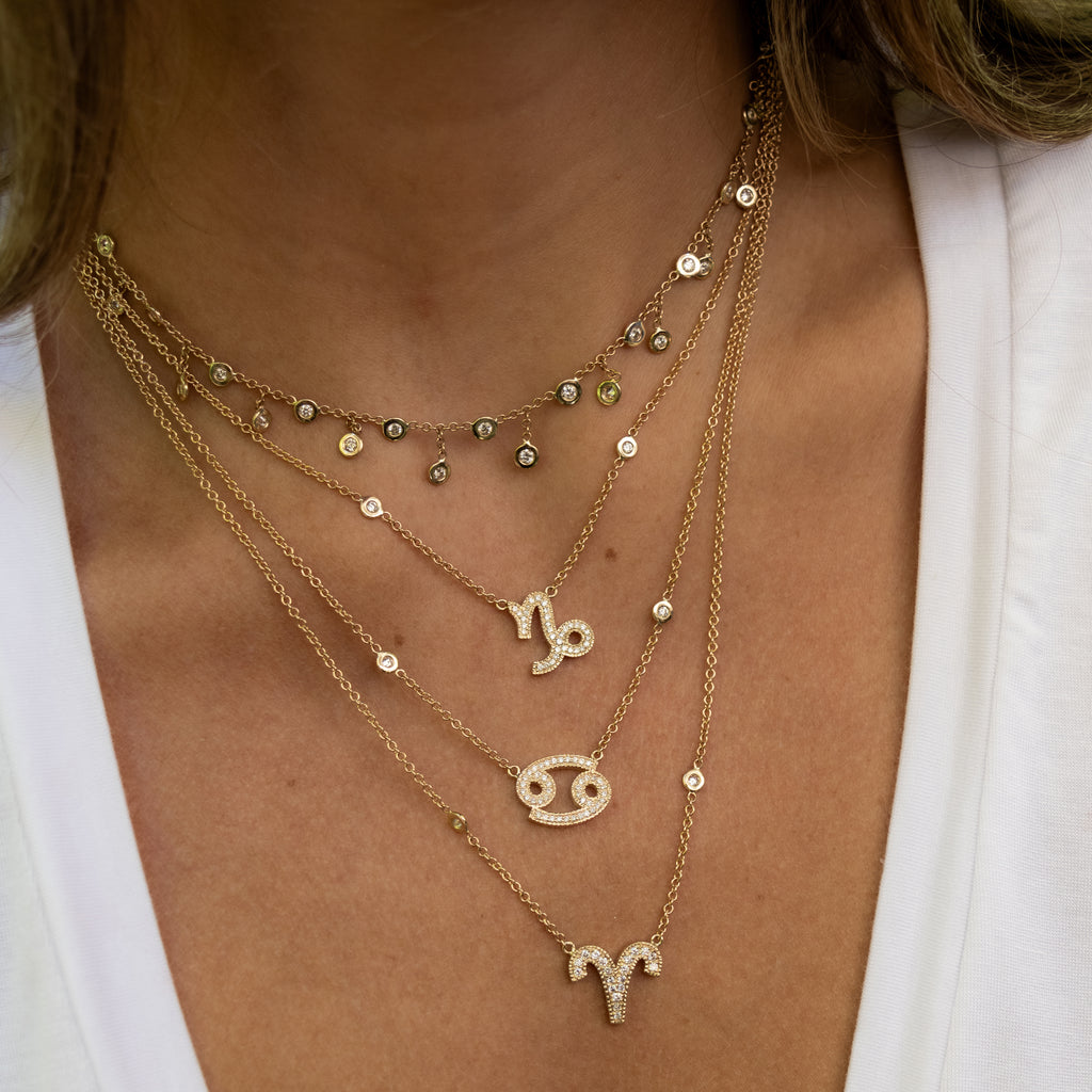 Pave Diamond Zodiac Necklace