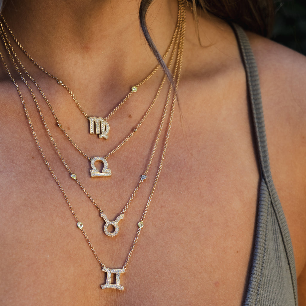 Pave Diamond Zodiac Necklace