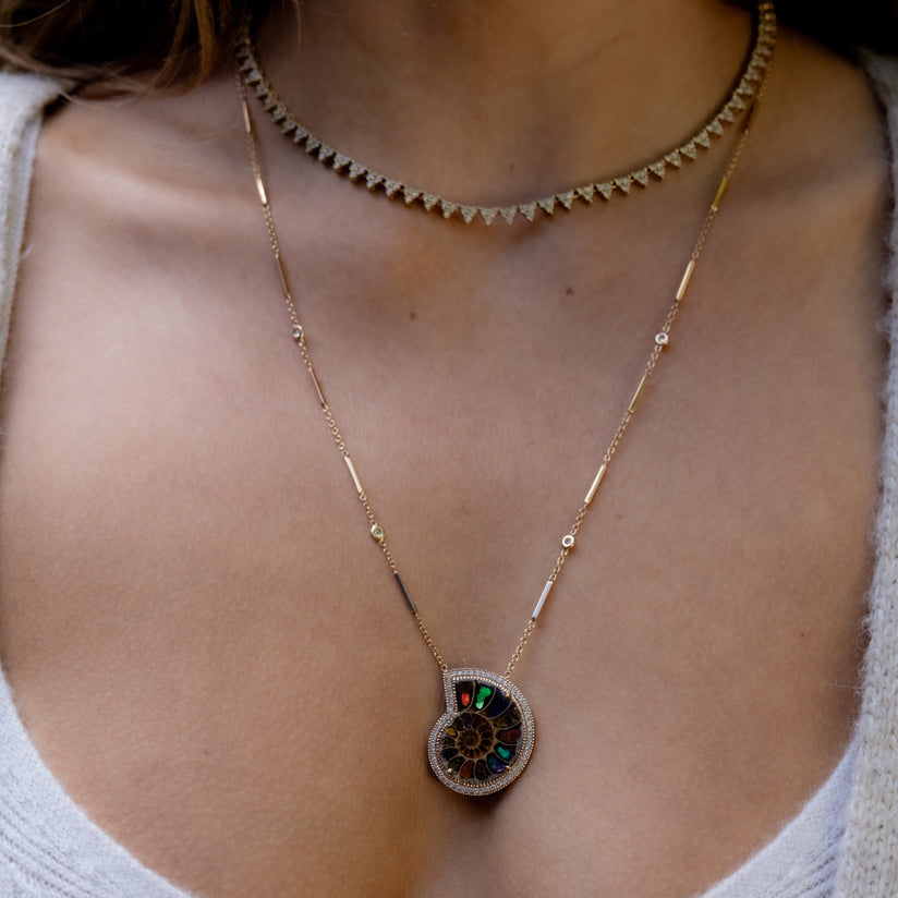 PAVE DIAMOND AMMONITE NECKLACE