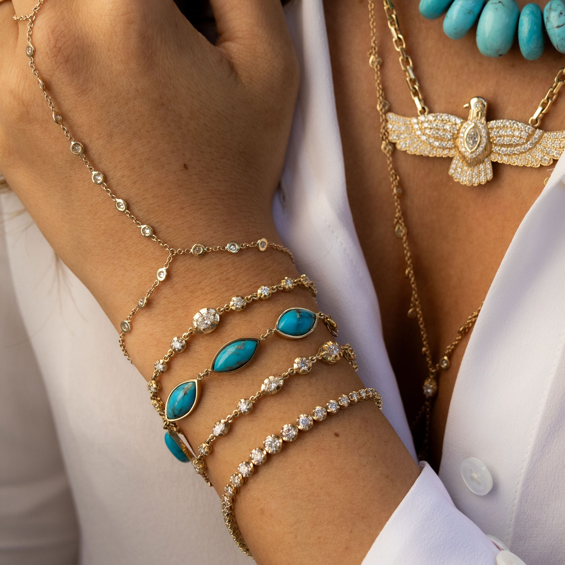 Turquoise Marquise Bezel Bracelet