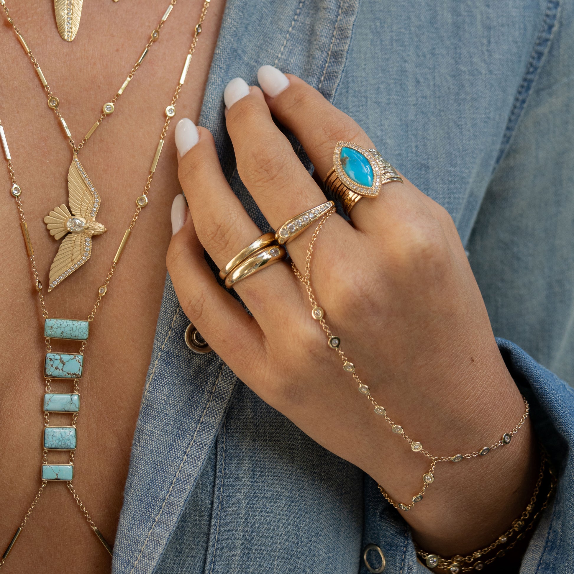 Graduated Diamond Peak Dome Ring