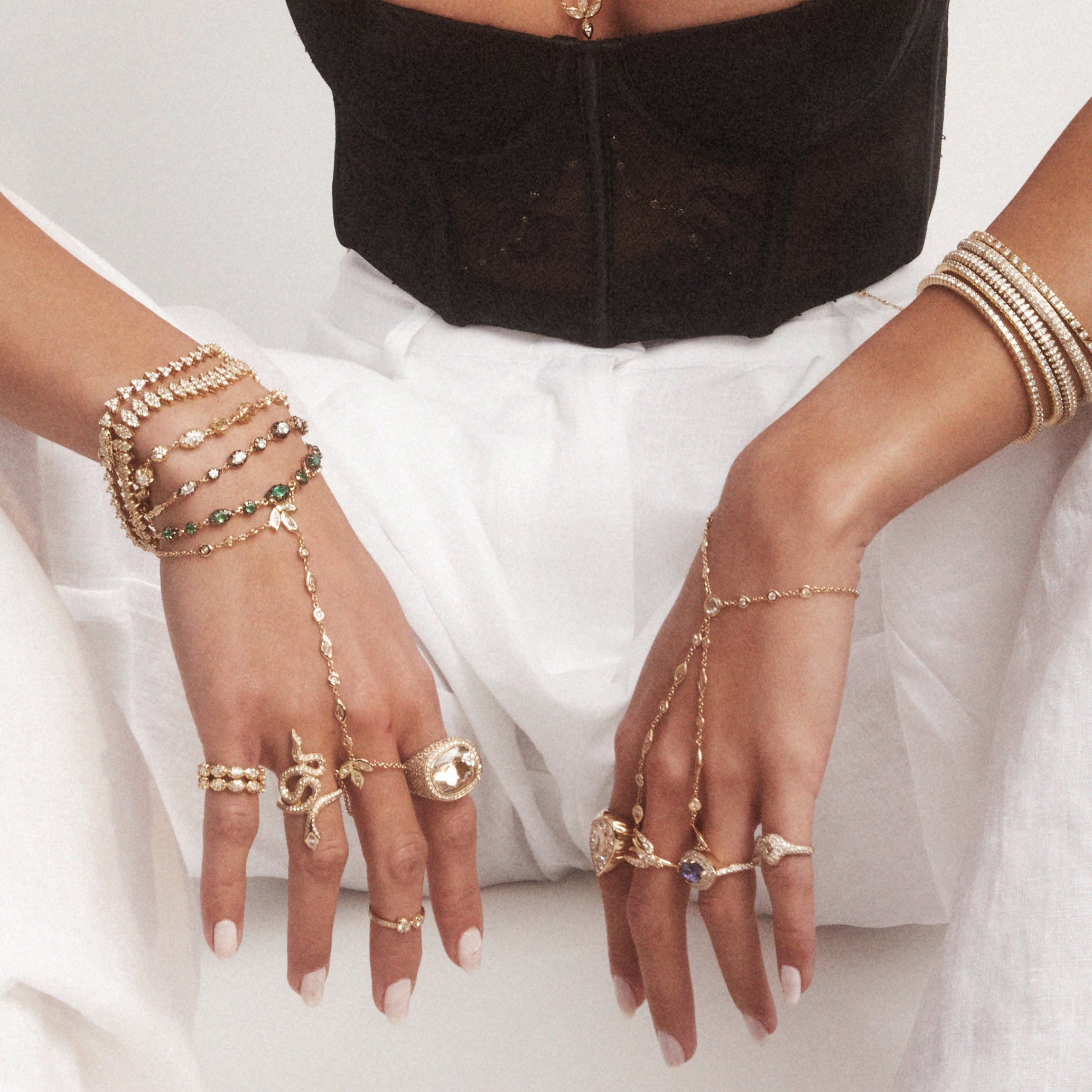 Black Rhodium Graduated Marquise + Round Sophia Diamond Bracelet