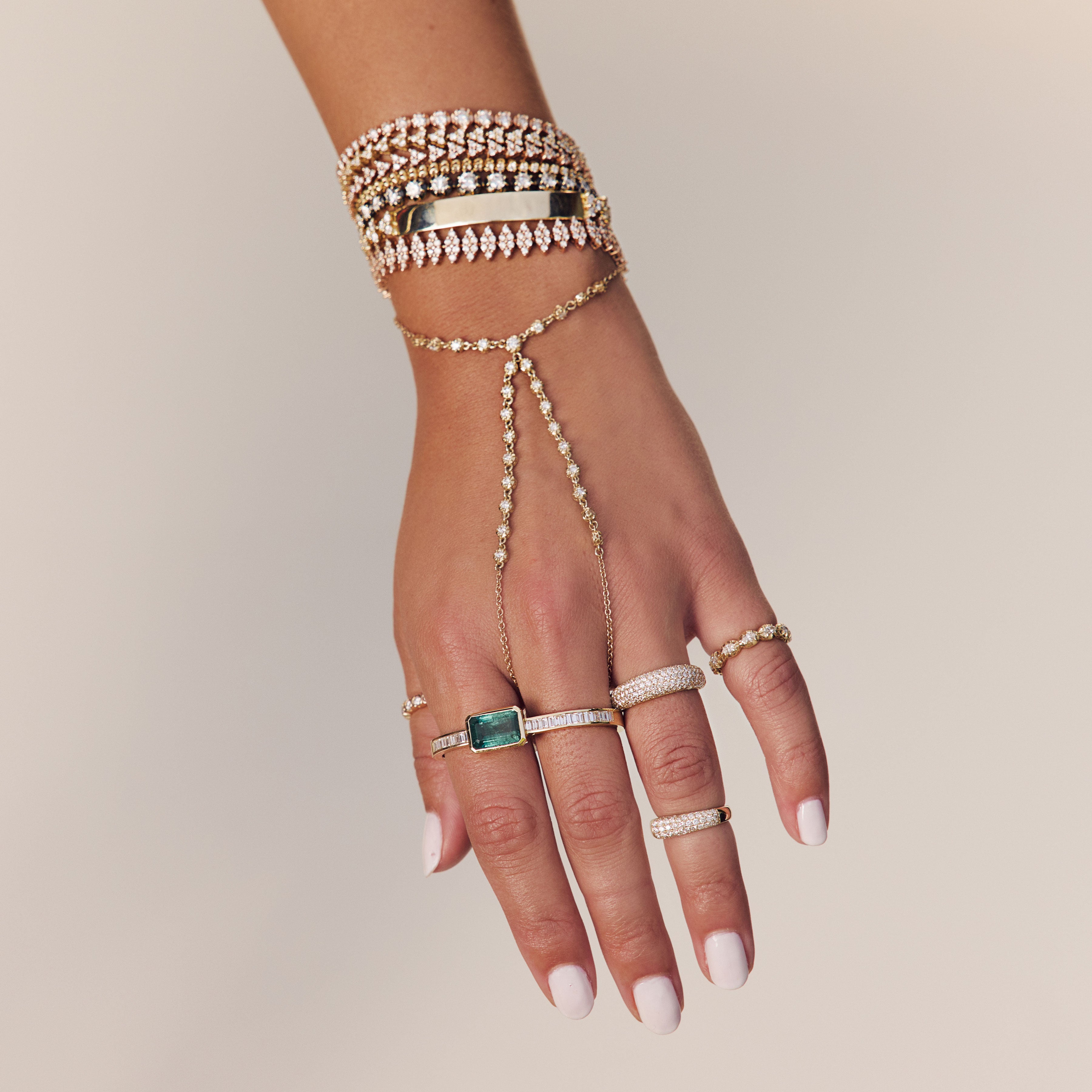 27 Sophia Diamond Double Stem Finger Bracelet
