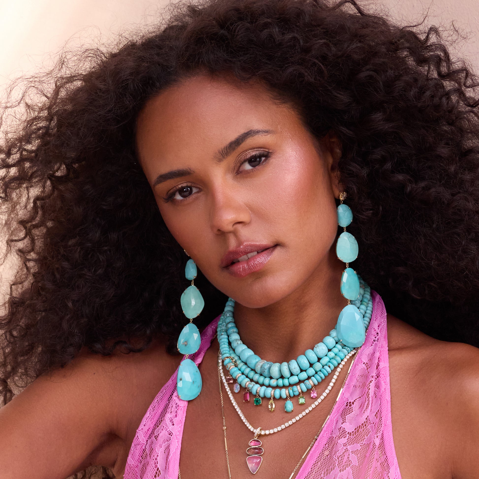 4 Turquoise Slice + Sophia Diamond Earrings