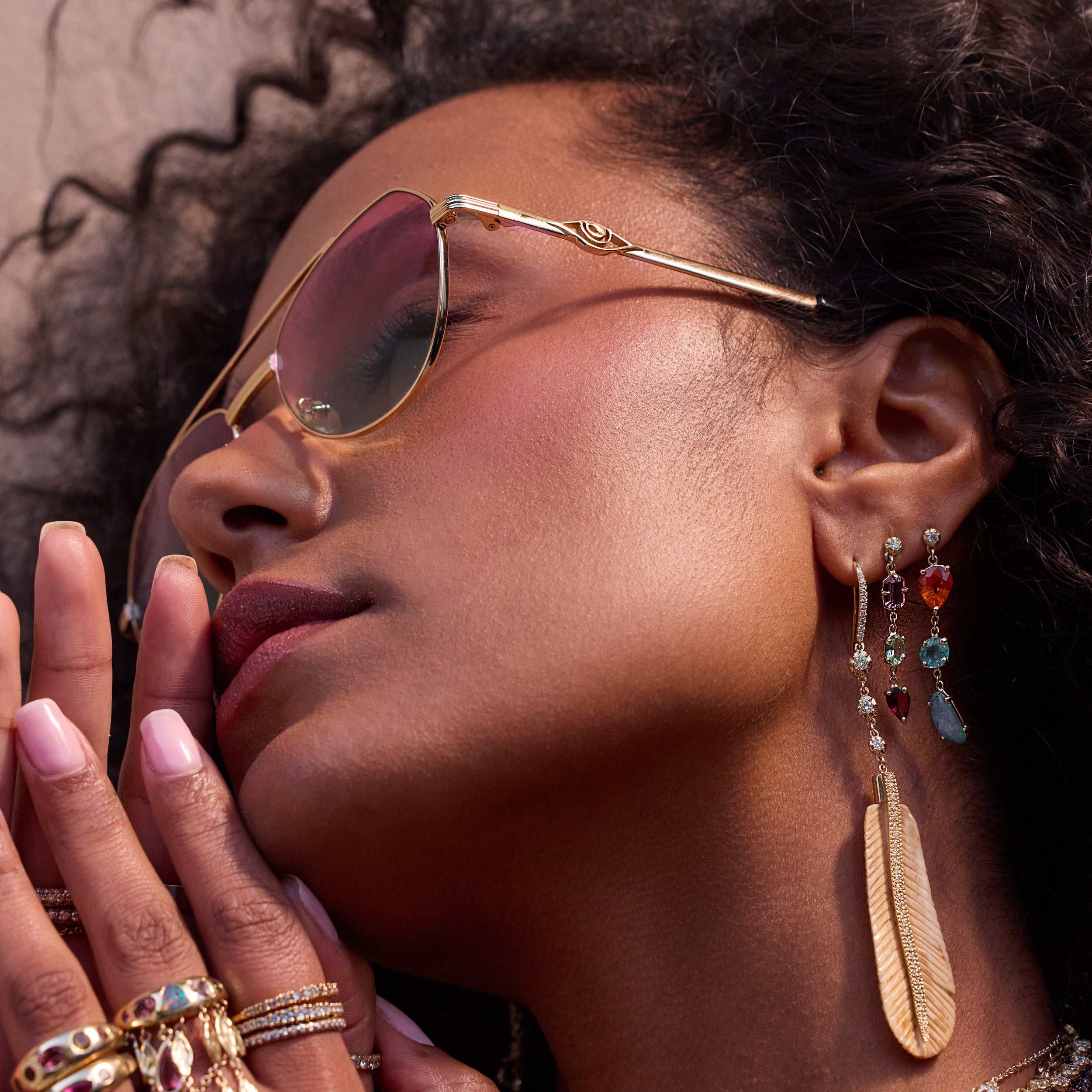Sacred Gaze Aviator Watermelon Tourmaline Sunglasses