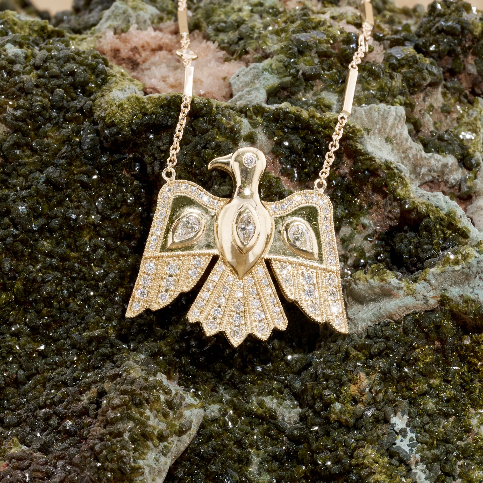 Large Diamond Pavé Thunderbird Necklace