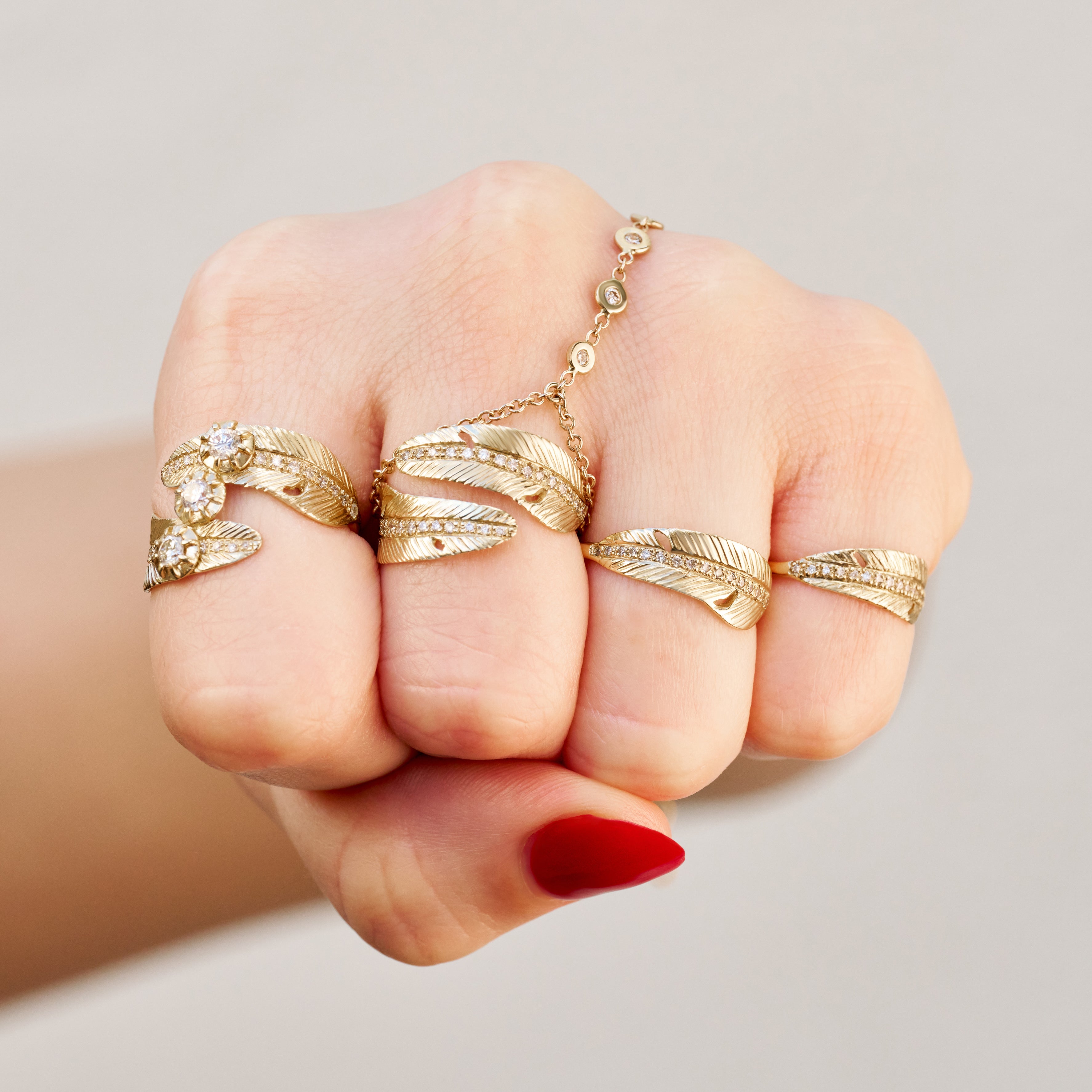 TRIPLE SOPHIA DIAMOND FEATHER WRAP RING