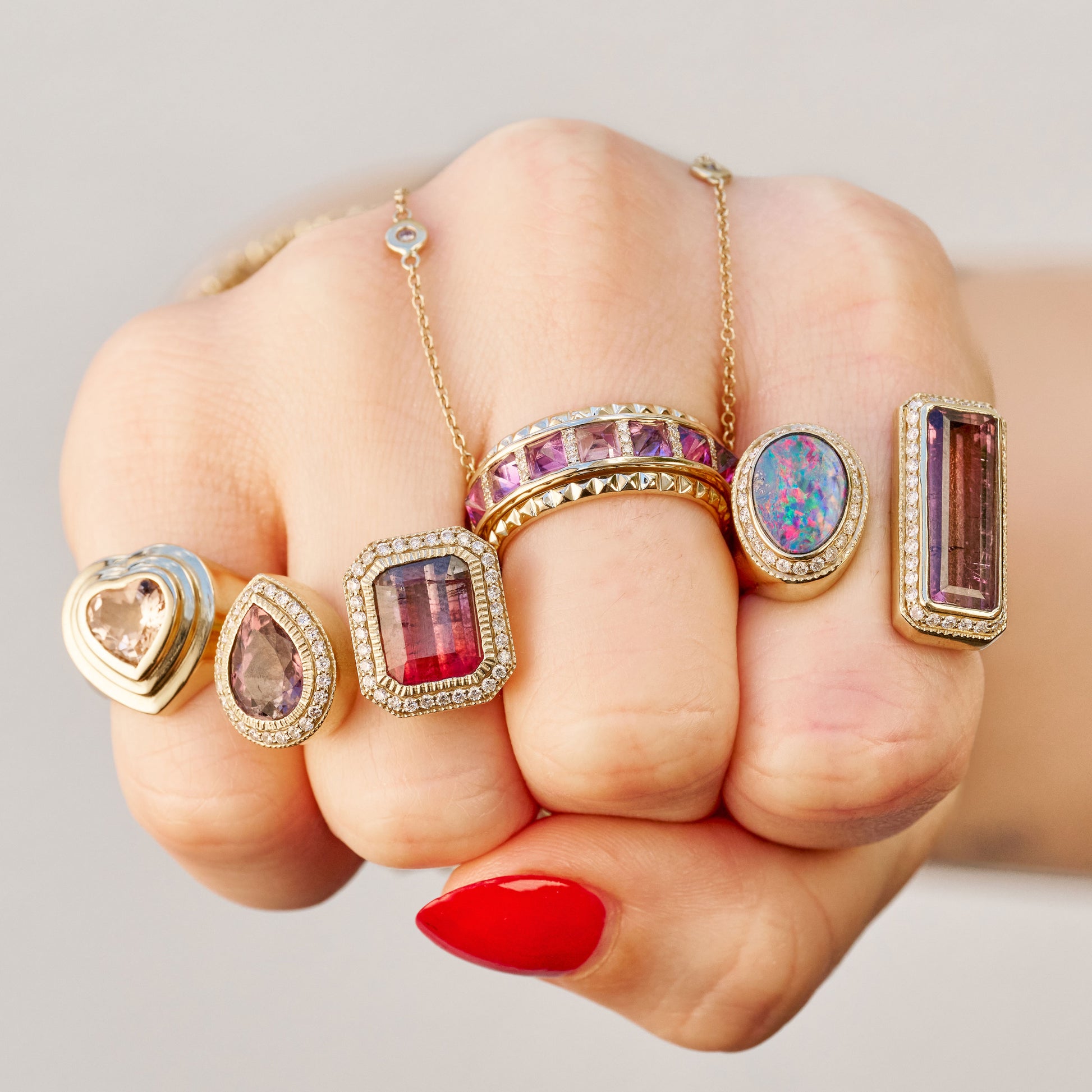 Morganite Heart Deco Ring