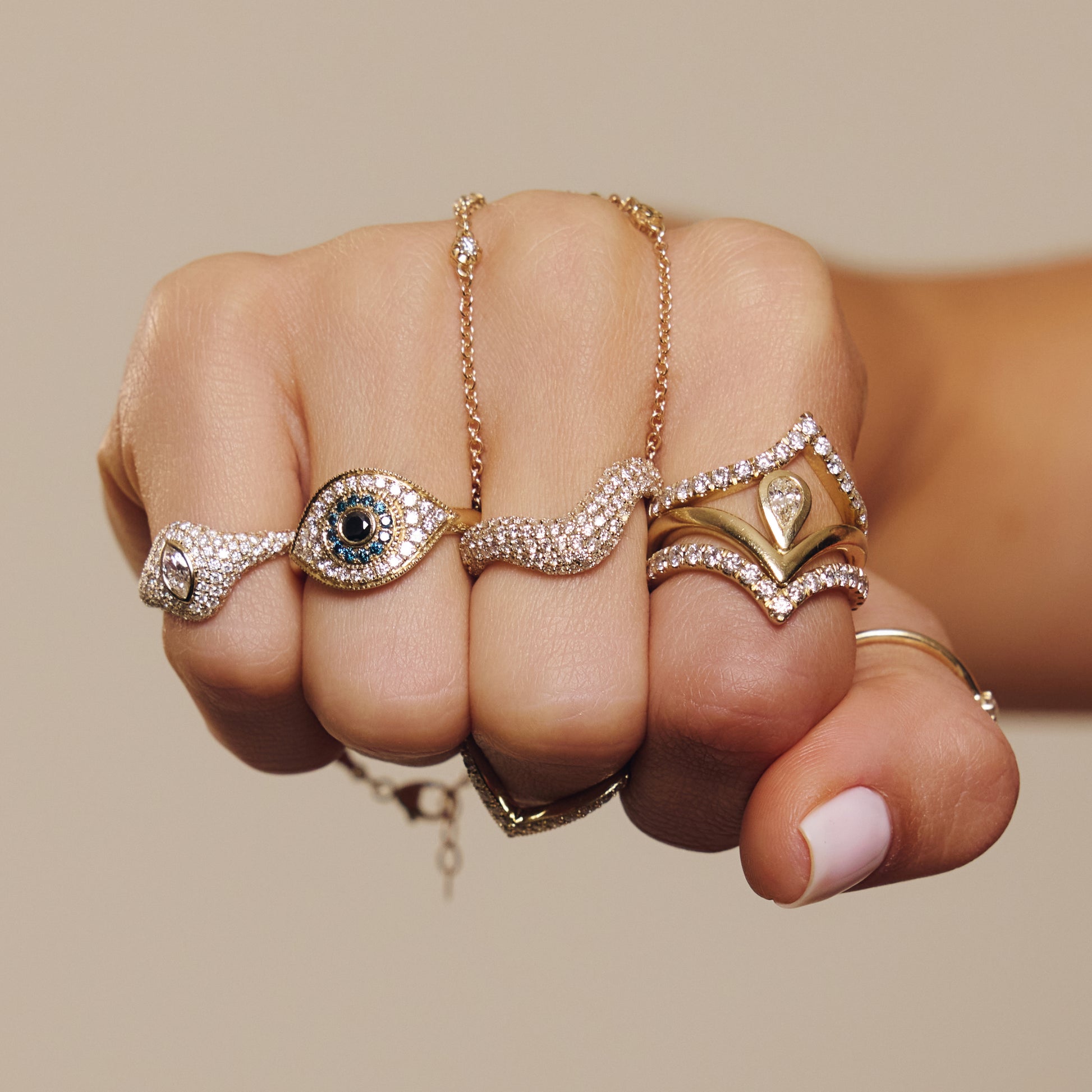 Large Diamond V Ring