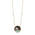 Small Pavé Diamond Moon Over Water Scenic Inlay Necklace