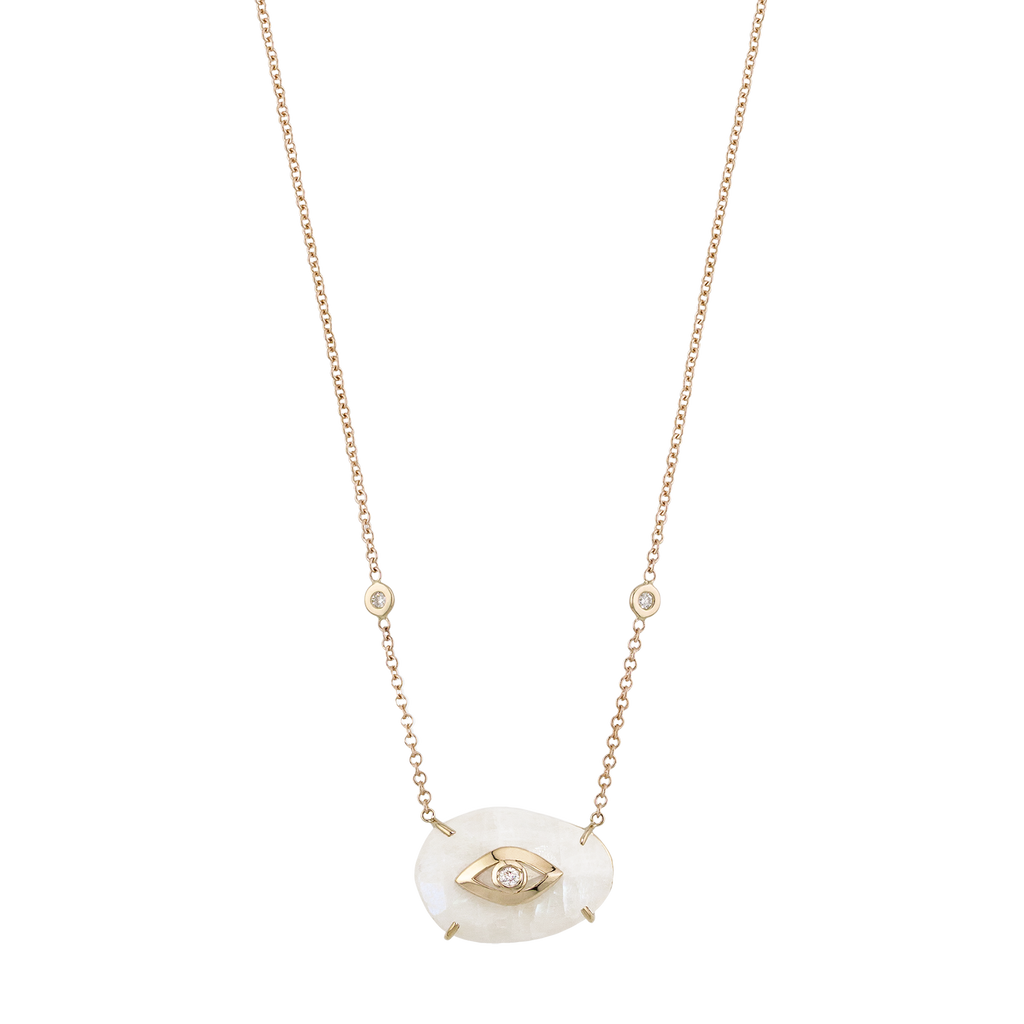 Moonstone Open Diamond Eye Necklace