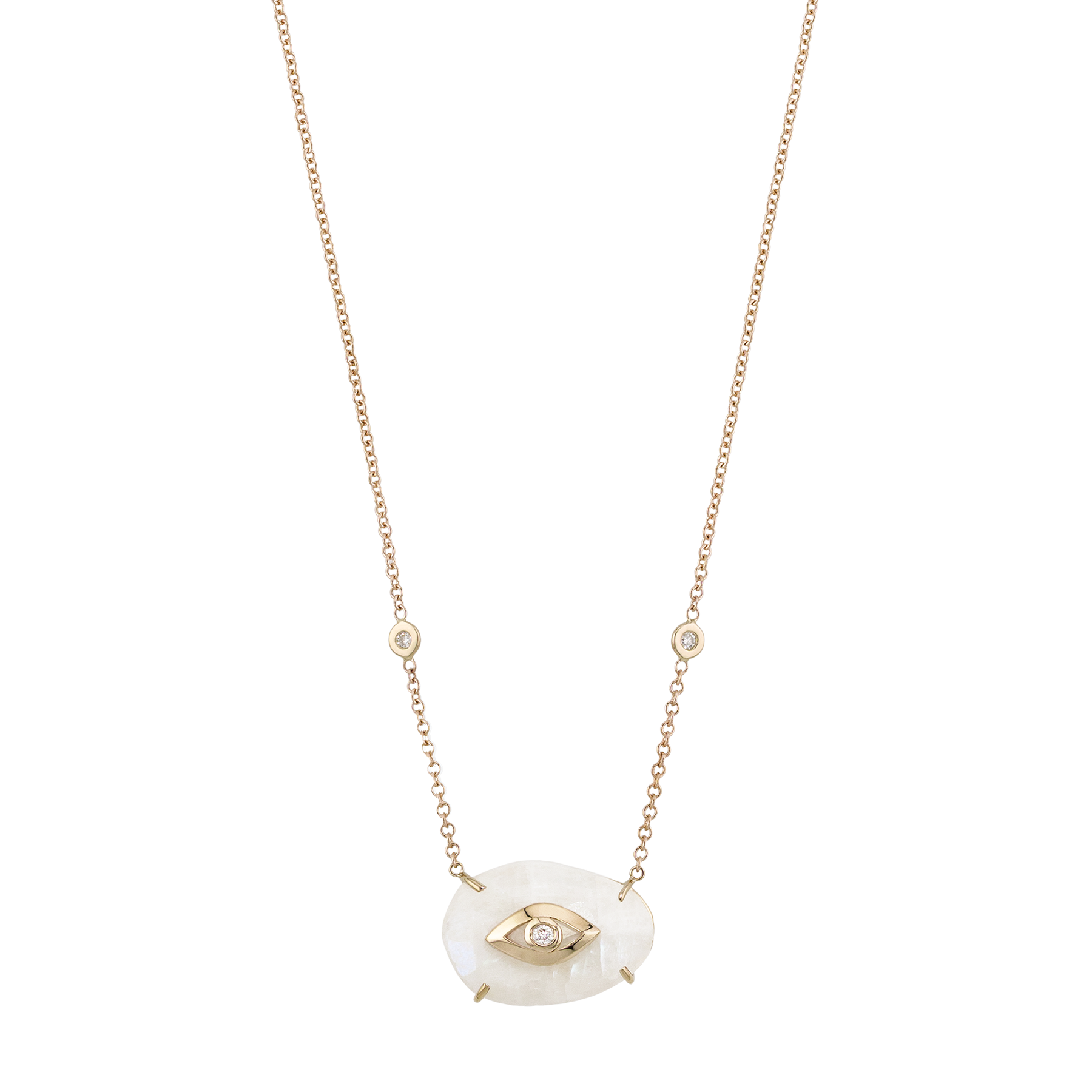 Moonstone Open Diamond Eye Necklace