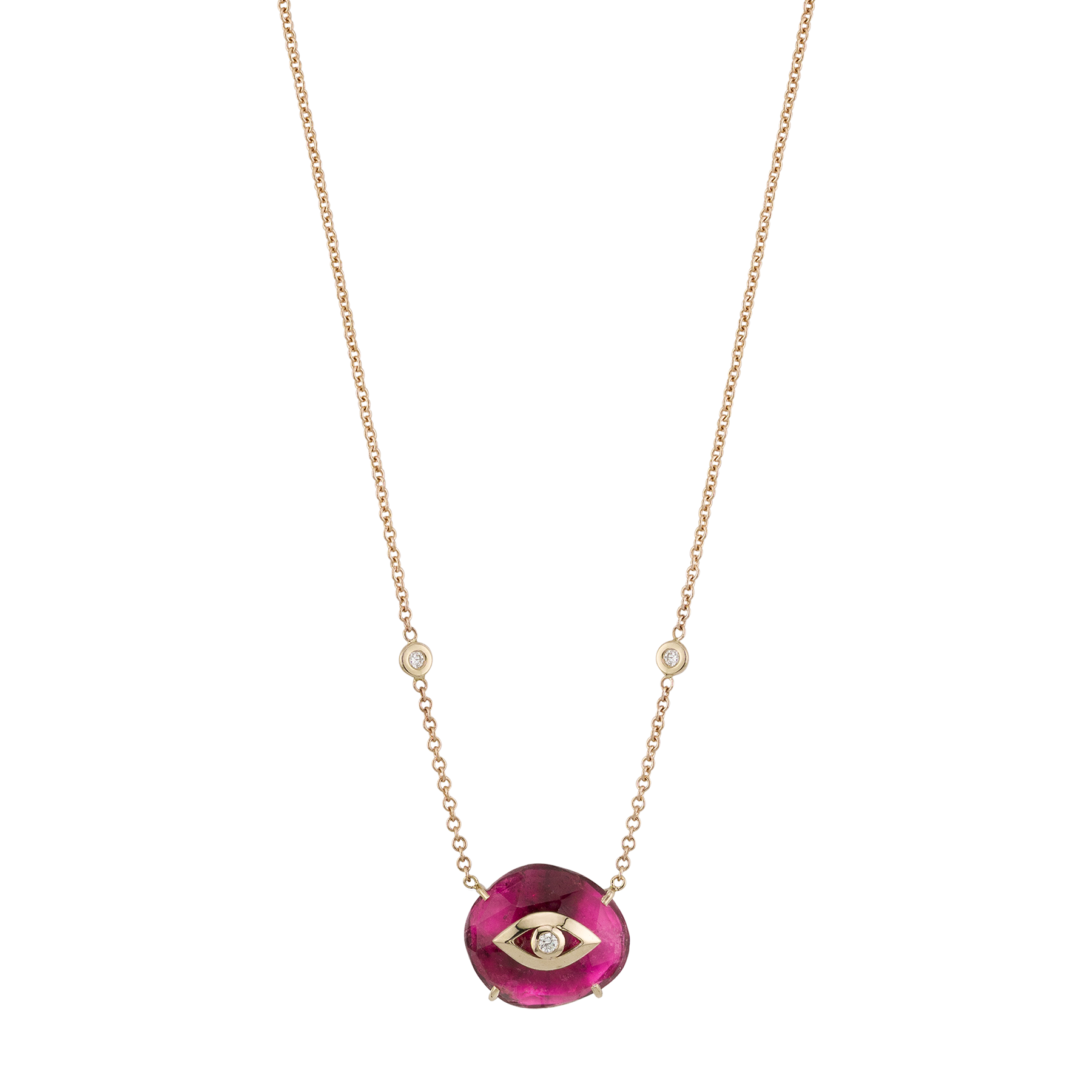 Pink Tourmaline Open Diamond Eye Necklace