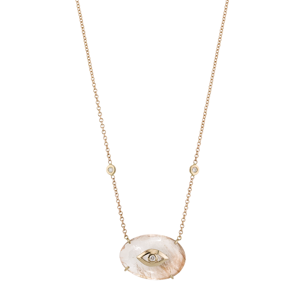 Rutilated Quartz Open Diamond Eye Necklace