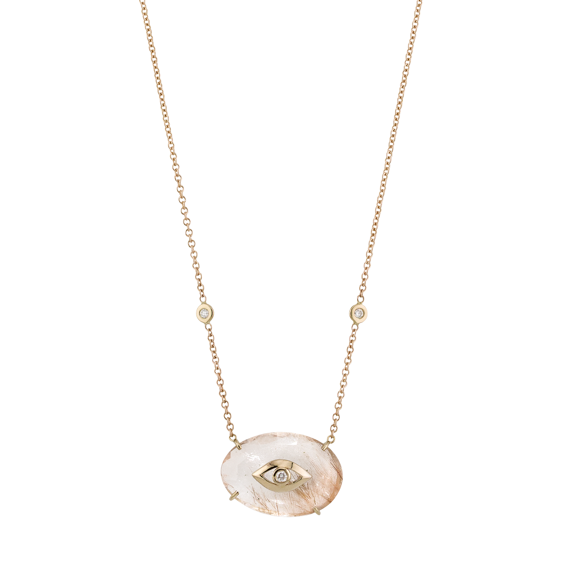 Rutilated Quartz Open Diamond Eye Necklace