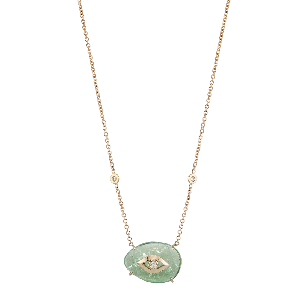 Green Tourmaline Open Diamond Eye Necklace