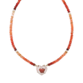 Opal Heart Pendant Orange Opal Beaded Necklace